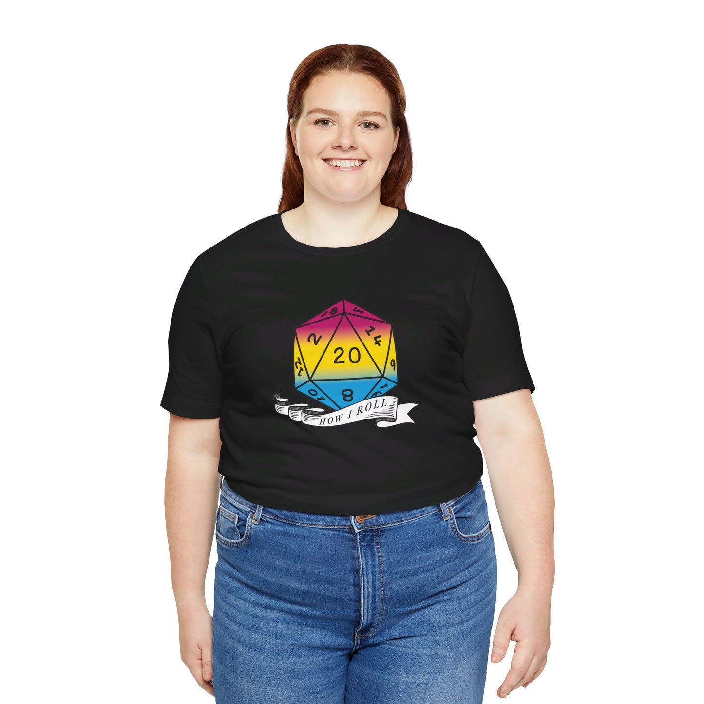 This Is How I Roll | Pride Flag D20 T-Shirt | Unisex T-Shirt | Nerdy Pansexual Pride