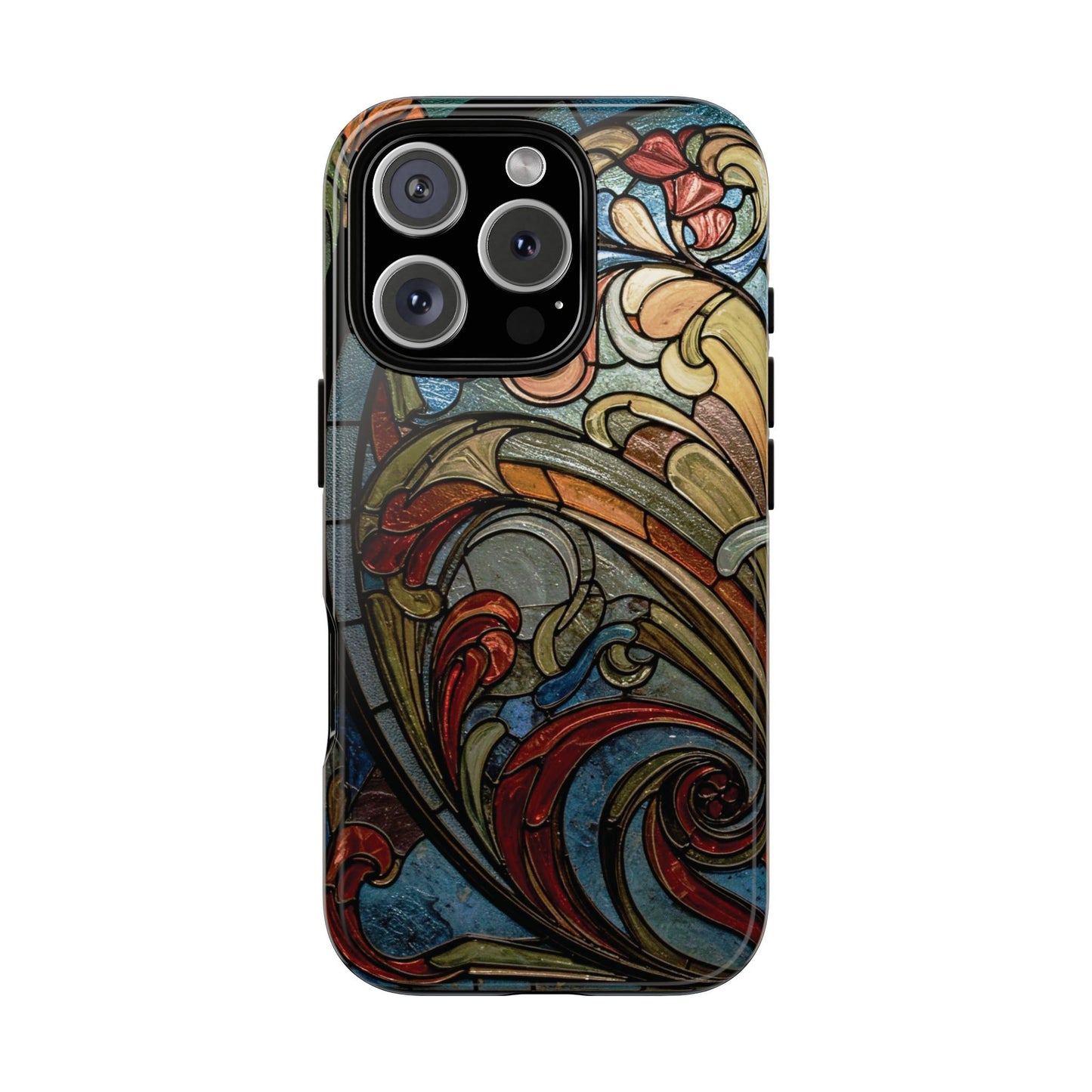 Faux Stained Glass iPhone Case, Art Nouveau Tough Case, Vintage Art Lover Gift, Durable Protector, Artistic Phone Cover, Art Deco Phone Case