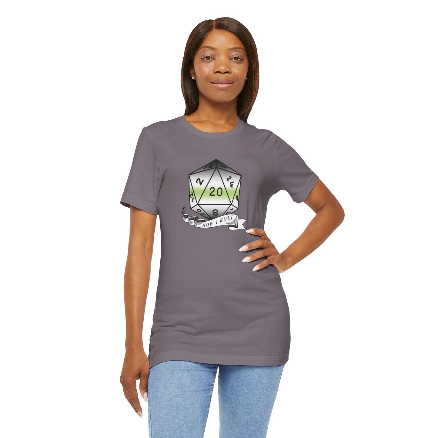 This Is How I Roll | Pride Flag D20 T-Shirt | Unisex T-Shirt | Nerdy Agender Pride
