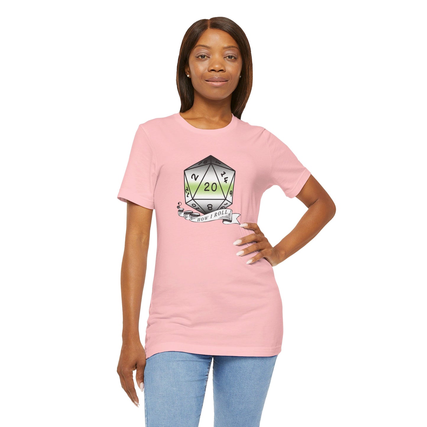 This Is How I Roll | Pride Flag D20 T-Shirt | Unisex T-Shirt | Nerdy Agender Pride