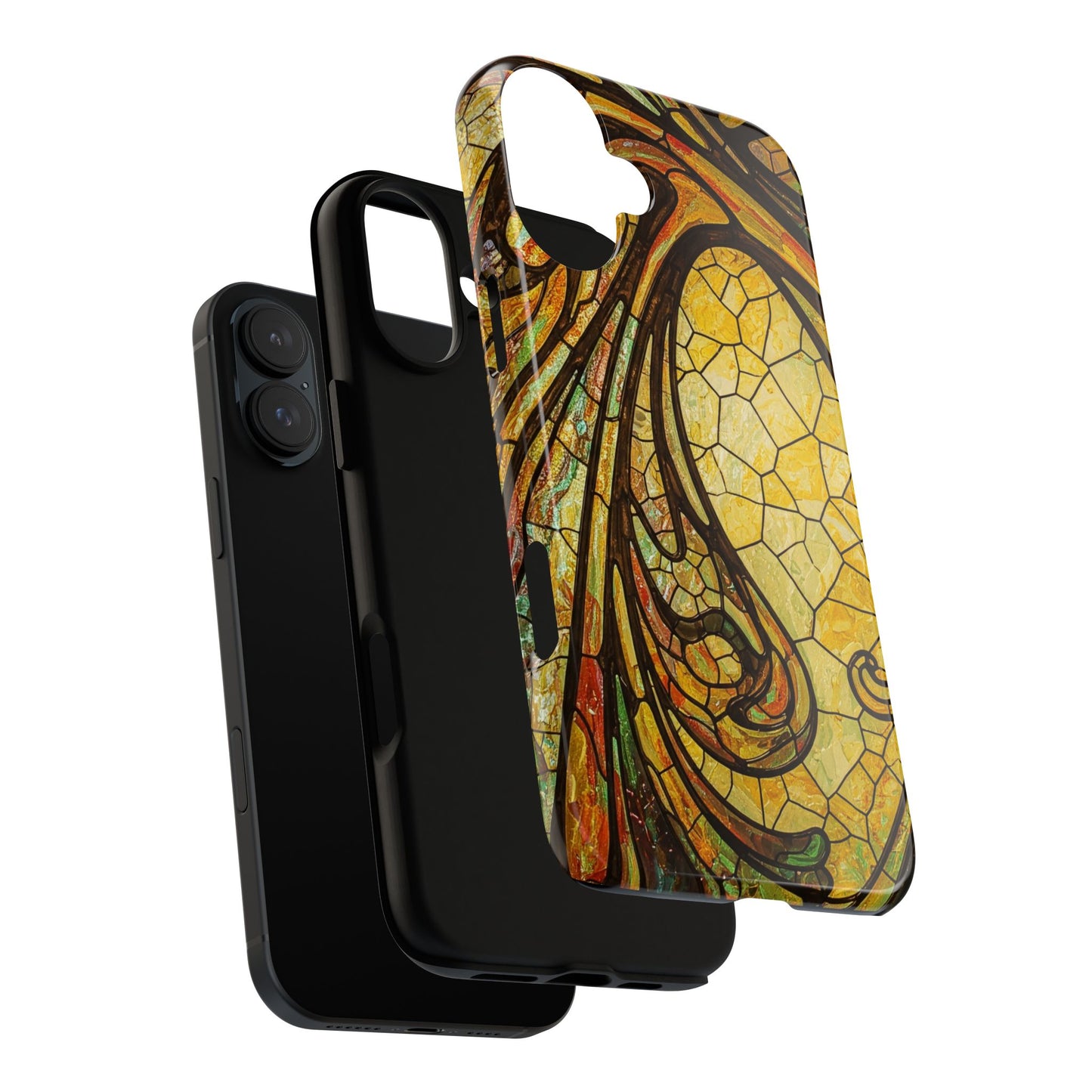 Faux Stained Glass Art Nouveau Style iPhone Case, Tough Cases, Vintage Design, Durable Phone Protector, Earth tones