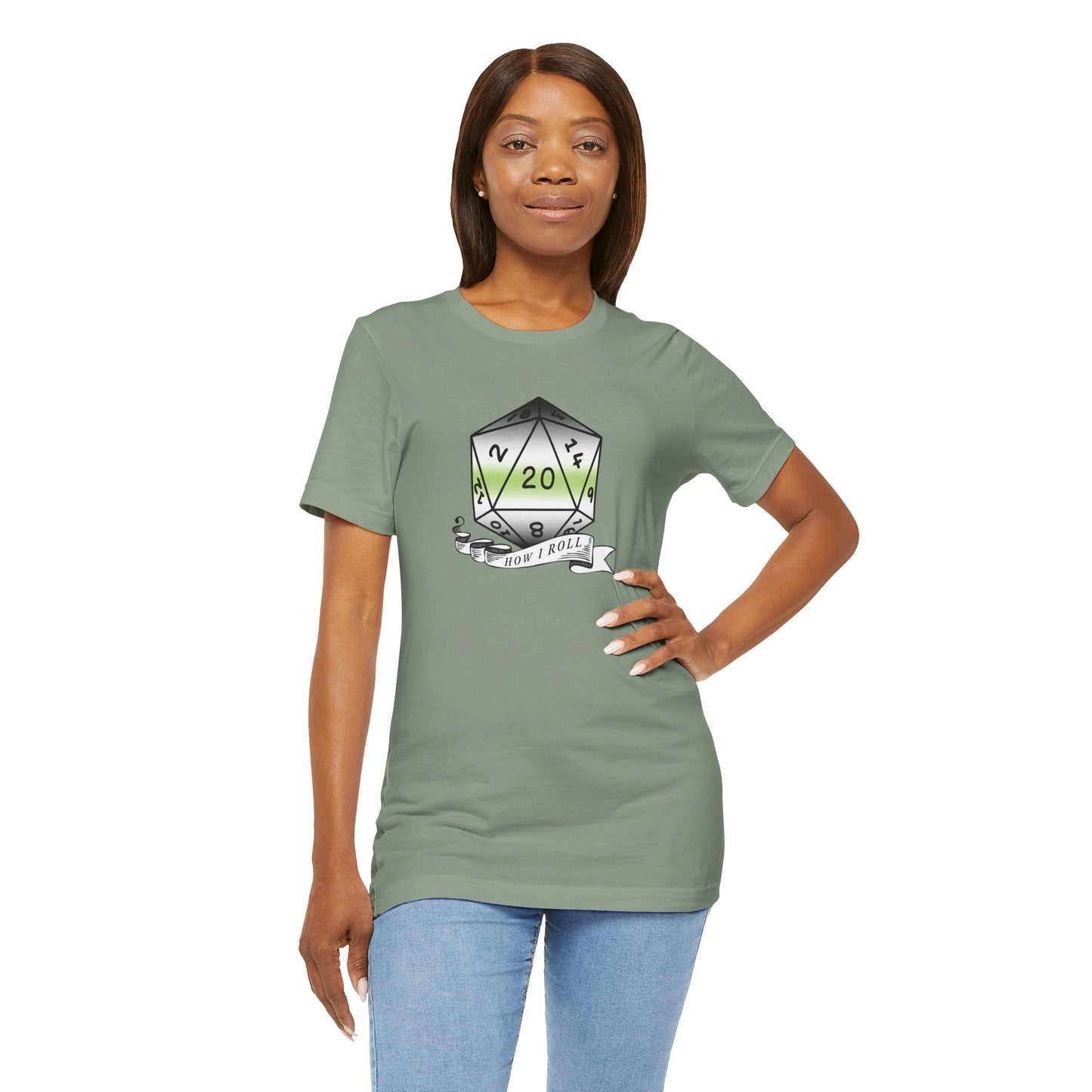 This Is How I Roll | Pride Flag D20 T-Shirt | Unisex T-Shirt | Nerdy Agender Pride