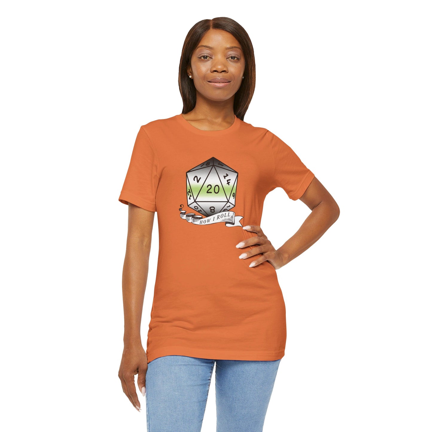 This Is How I Roll | Pride Flag D20 T-Shirt | Unisex T-Shirt | Nerdy Agender Pride