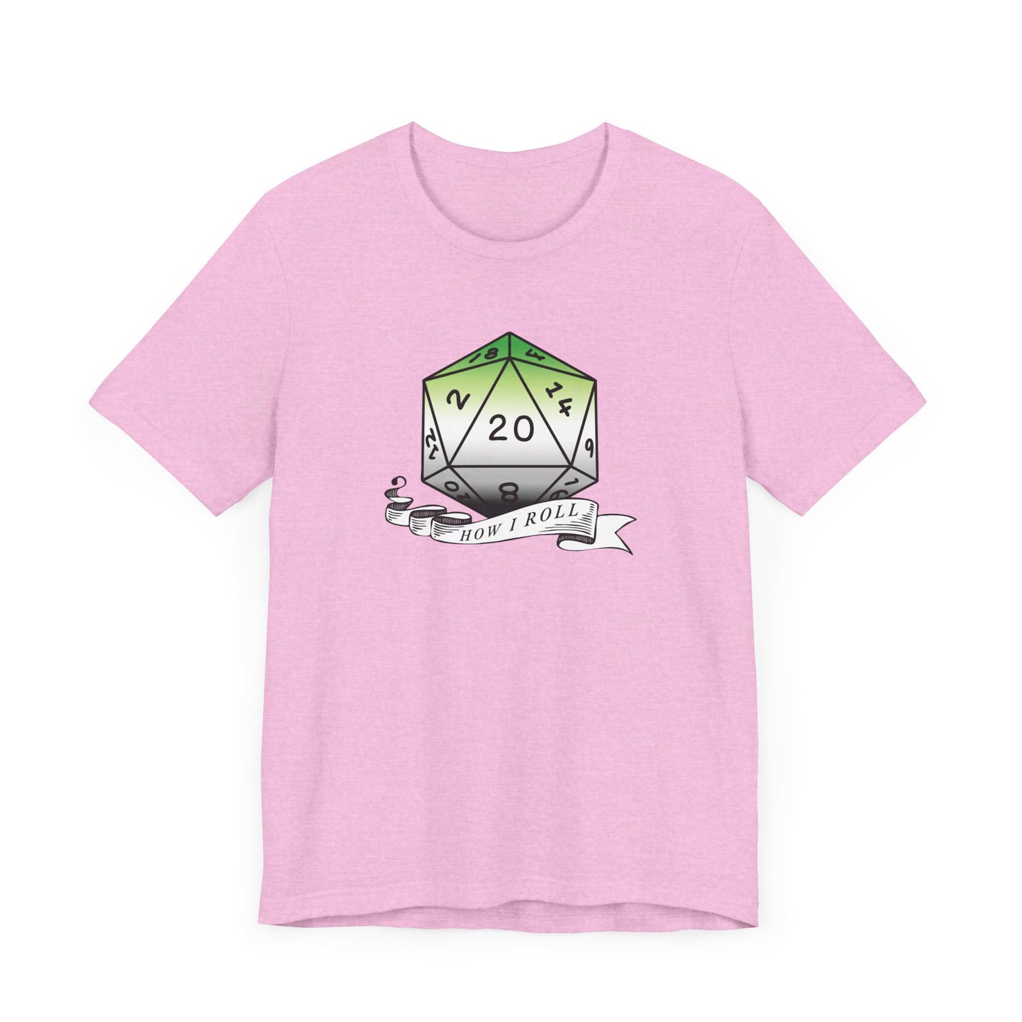 This Is How I Roll | Pride Flag D20 T-Shirt | Unisex T-Shirt | Nerdy Aromantic Pride