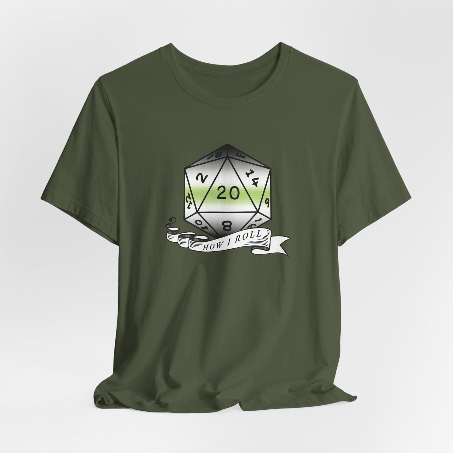 This Is How I Roll | Pride Flag D20 T-Shirt | Unisex T-Shirt | Nerdy Agender Pride