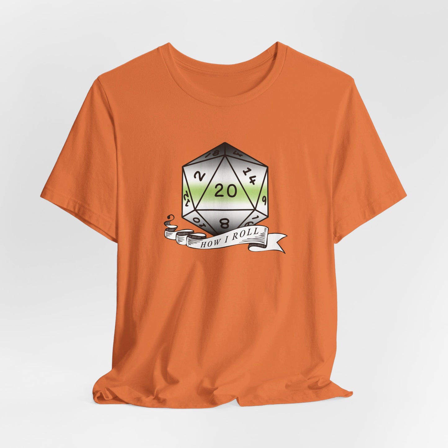 This Is How I Roll | Pride Flag D20 T-Shirt | Unisex T-Shirt | Nerdy Agender Pride