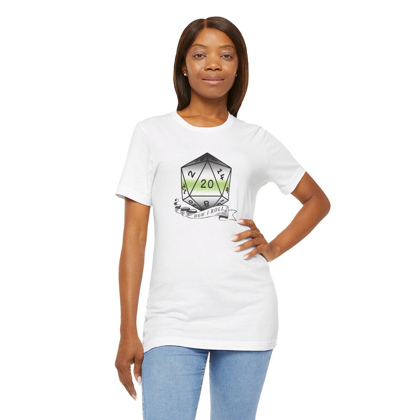 This Is How I Roll | Pride Flag D20 T-Shirt | Unisex T-Shirt | Nerdy Agender Pride