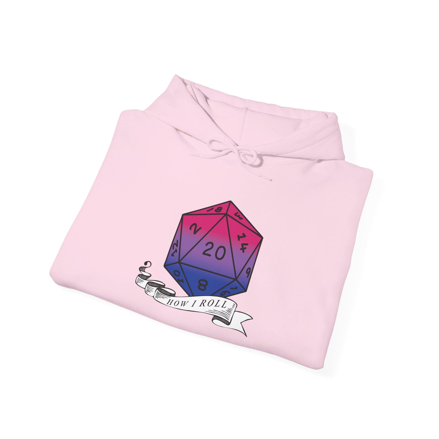Nerdy Bisexual Pride | How I Roll | Pride Flag D20 Hoodie | Unisex Heavy Blend™ Hooded Sweatshirt