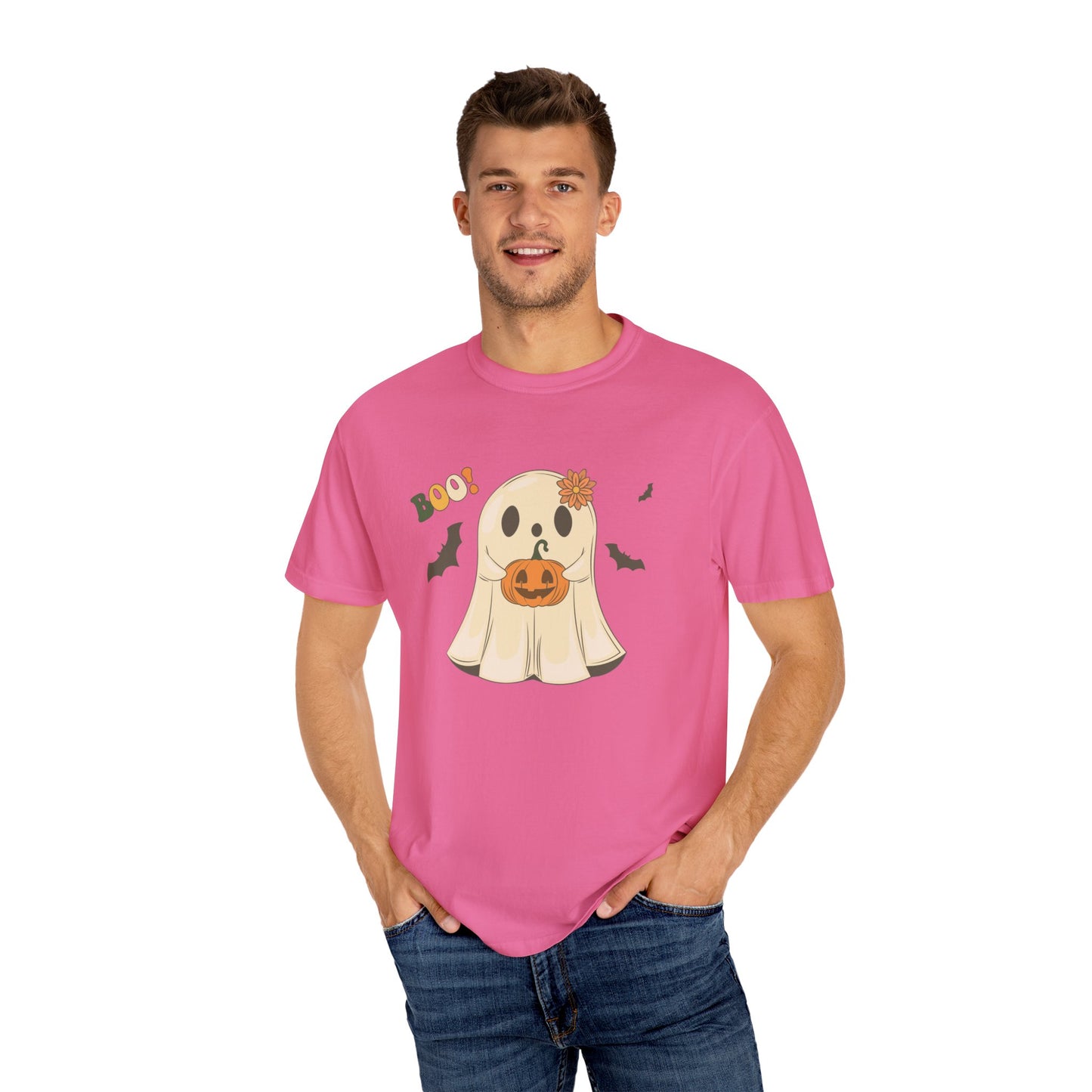 Cute Retro Halloween Ghost t-shirt, Boo Shirt, Spooky Ghost tee, Spooky Vibes, Unisex Garment-Dyed T-shirt