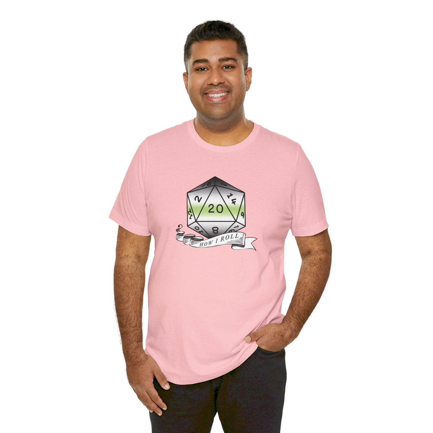 This Is How I Roll | Pride Flag D20 T-Shirt | Unisex T-Shirt | Nerdy Agender Pride
