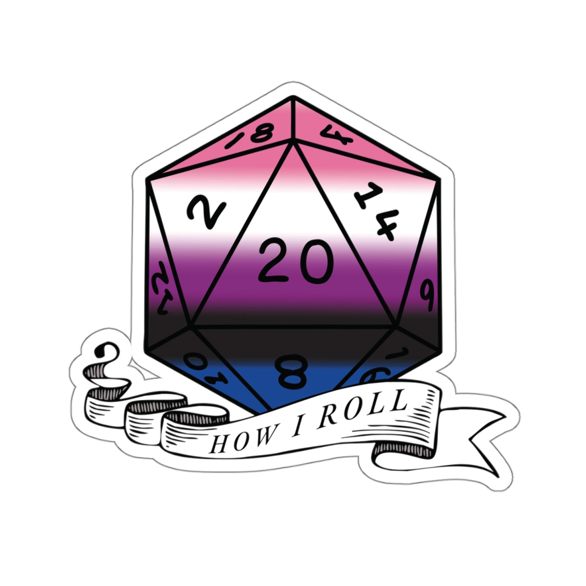 Genderfluid Flag PRIDE D20 How I Roll Sticker