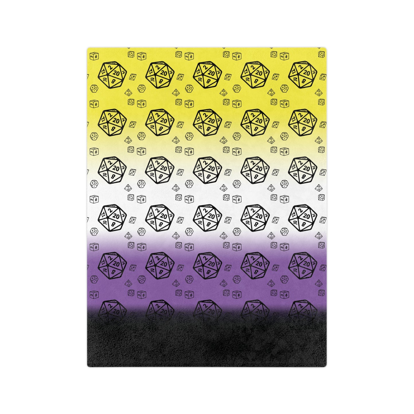 D20 Non-binary Pride Flag Lightweight Velveteen Microfiber Blanket, Dorm Room Throw, Reading Blanket, Gaming Blanket