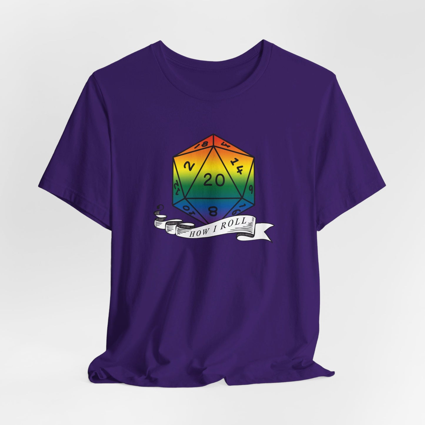 Rainbow Pride D20 "How I Roll" Unisex Jersey Short Sleeve Tee