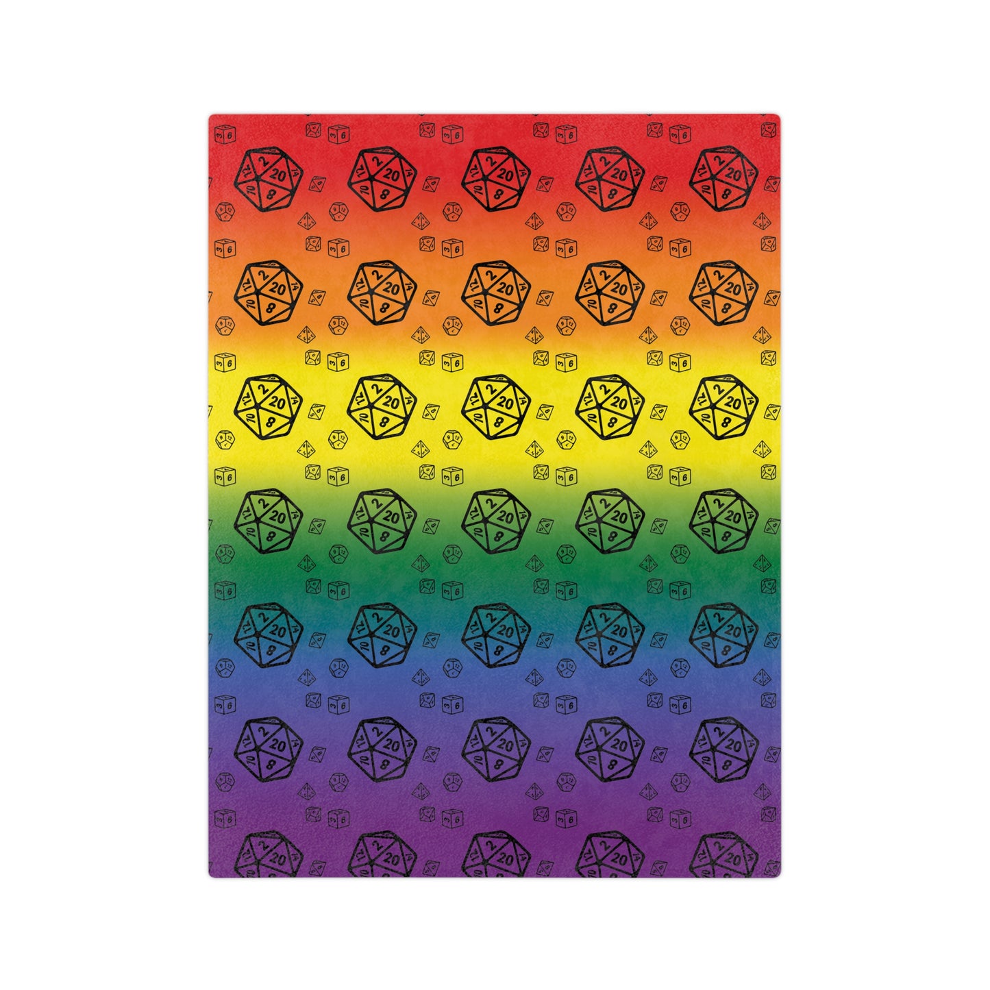 D20 Pride Rainbow Flag Velveteen Cozy Lightweight Microfiber Blanket, TTRPG Dungeon and Dragons Gift, Dorm Room Throw