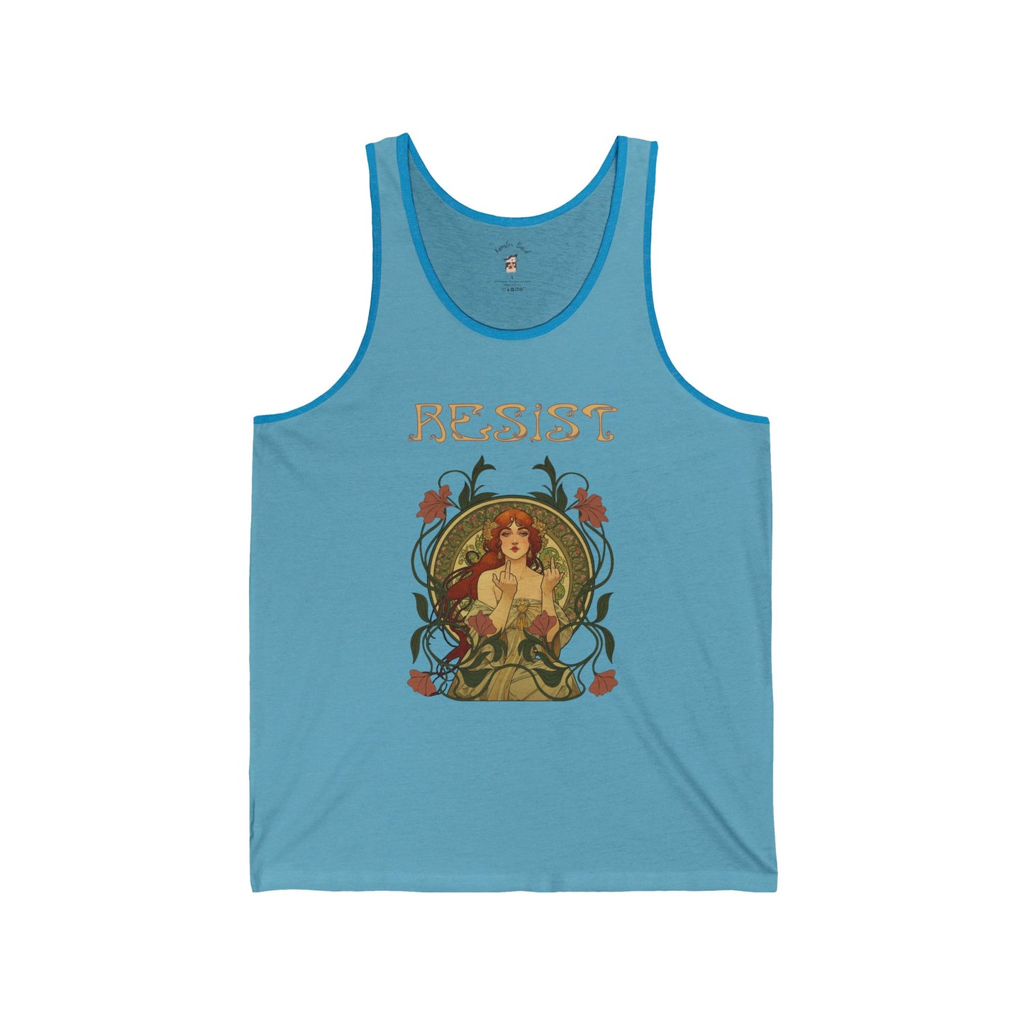 Resist Art Nouveau Mucha Inspired UnisexTank Top, Empowerment Feminist Apparel, Gift for Activists, Summer Protest Shirt