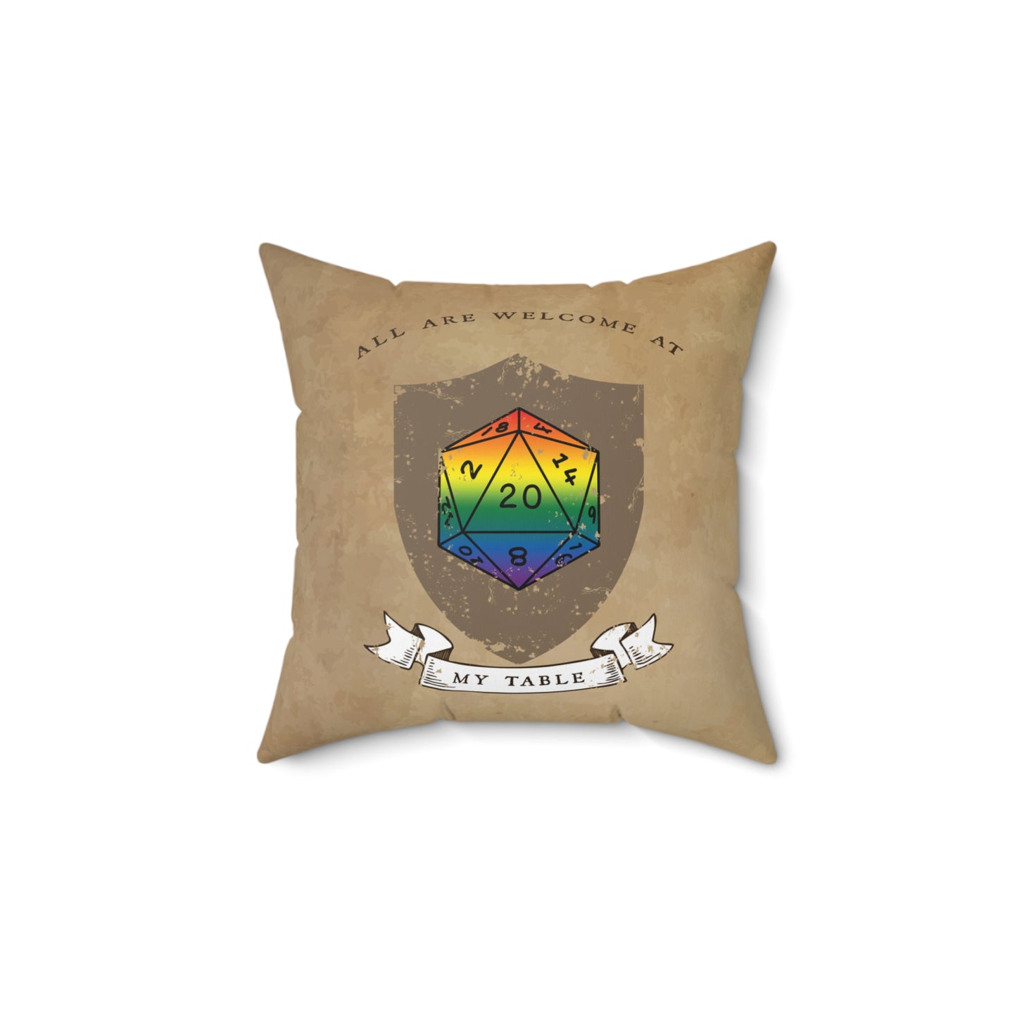 D20 Pride | All Are Welcome At My Table | Faux Suede Square Pillow
