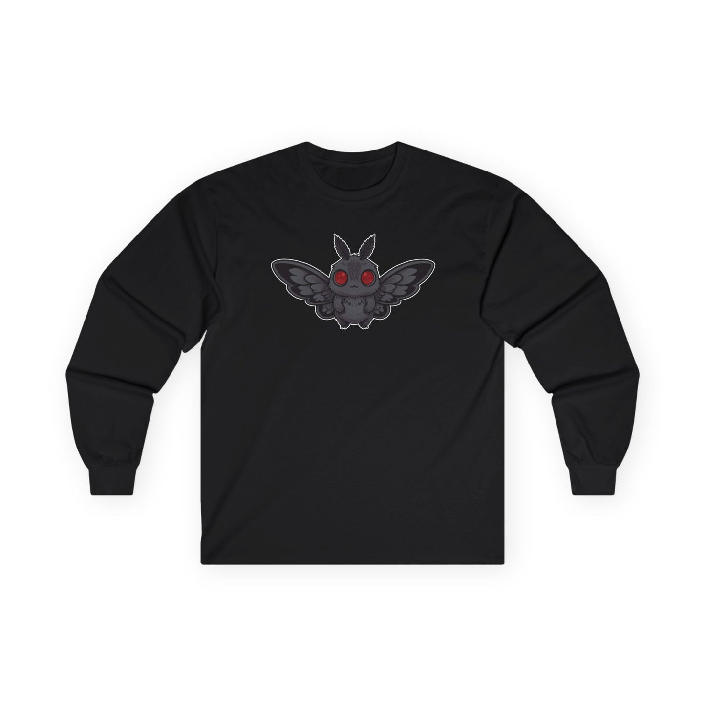 Chibi Mothman Long Sleeve Tee - Perfect for Fall, Halloween, Casual Wear. Fall Clothing, Halloween Shirt, Mothman Lover Gift, Cute Cryptid