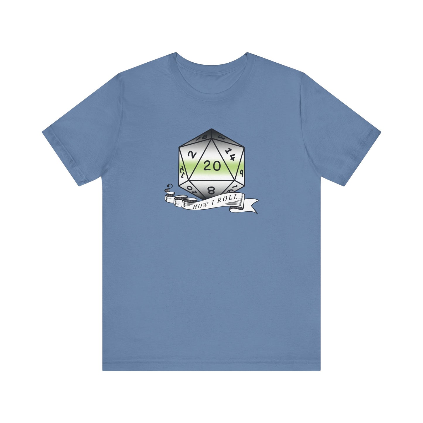 This Is How I Roll | Pride Flag D20 T-Shirt | Unisex T-Shirt | Nerdy Agender Pride