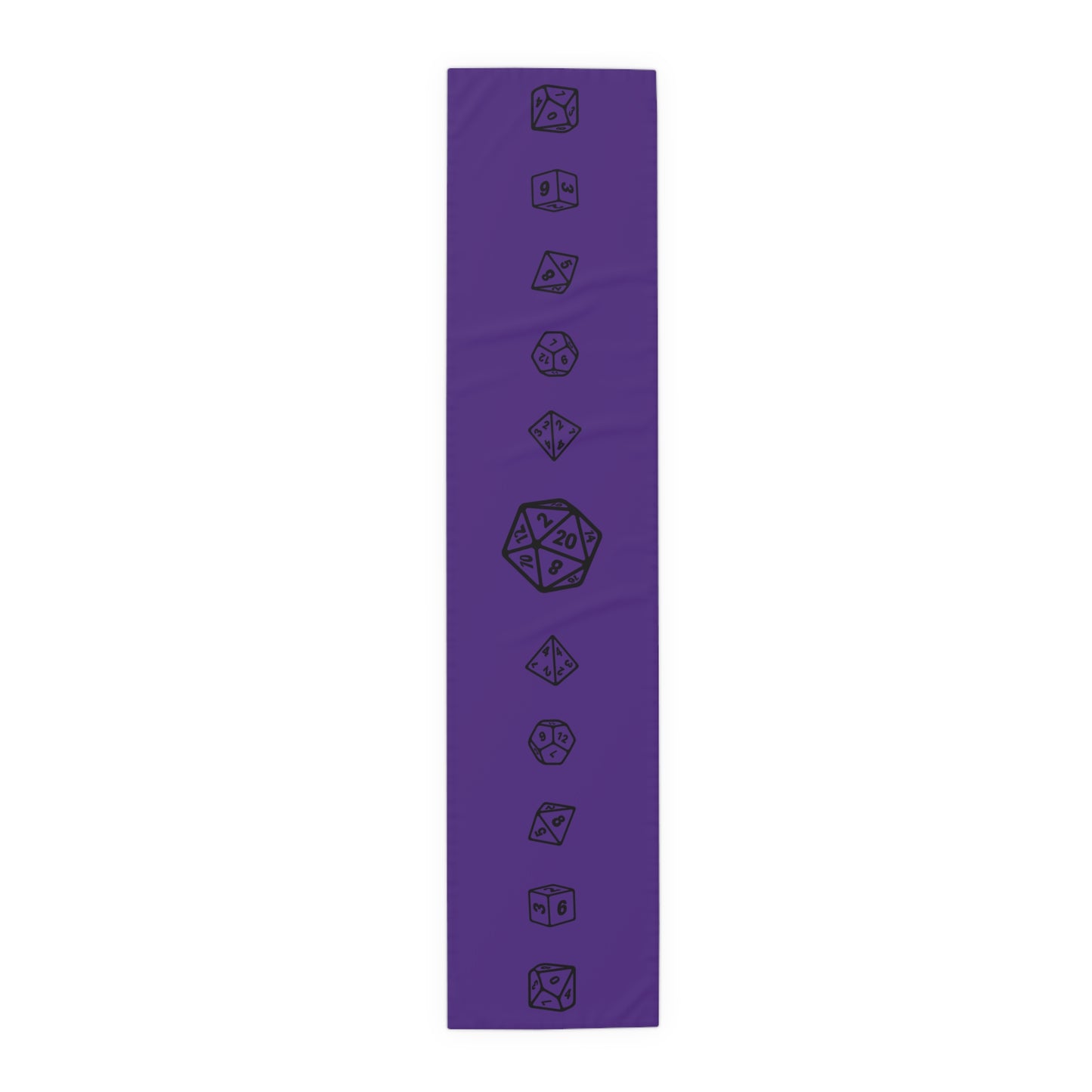 D20 TTRPG Dice, Purple and Black Table Runner, Game Night, DnD Wedding Table, Gaming Table, (Cotton, Poly)