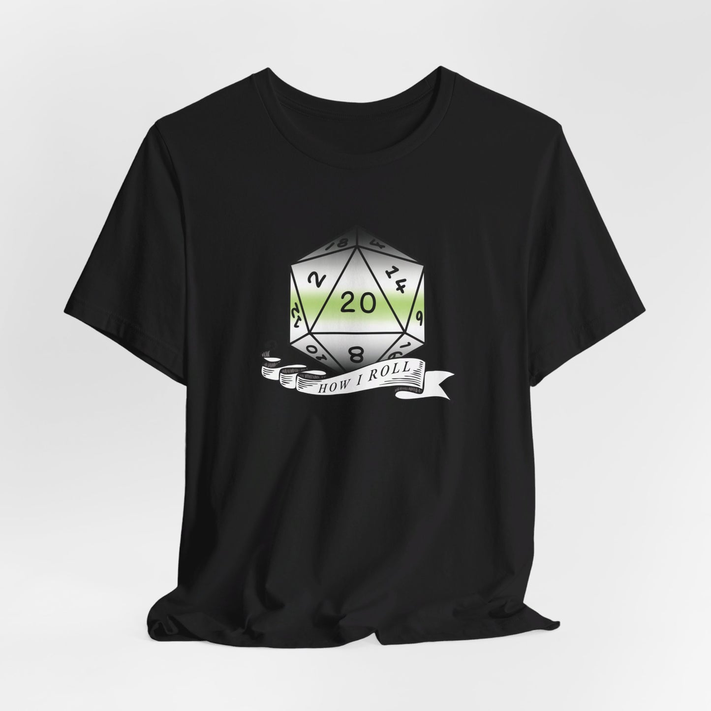 This Is How I Roll | Pride Flag D20 T-Shirt | Unisex T-Shirt | Nerdy Agender Pride