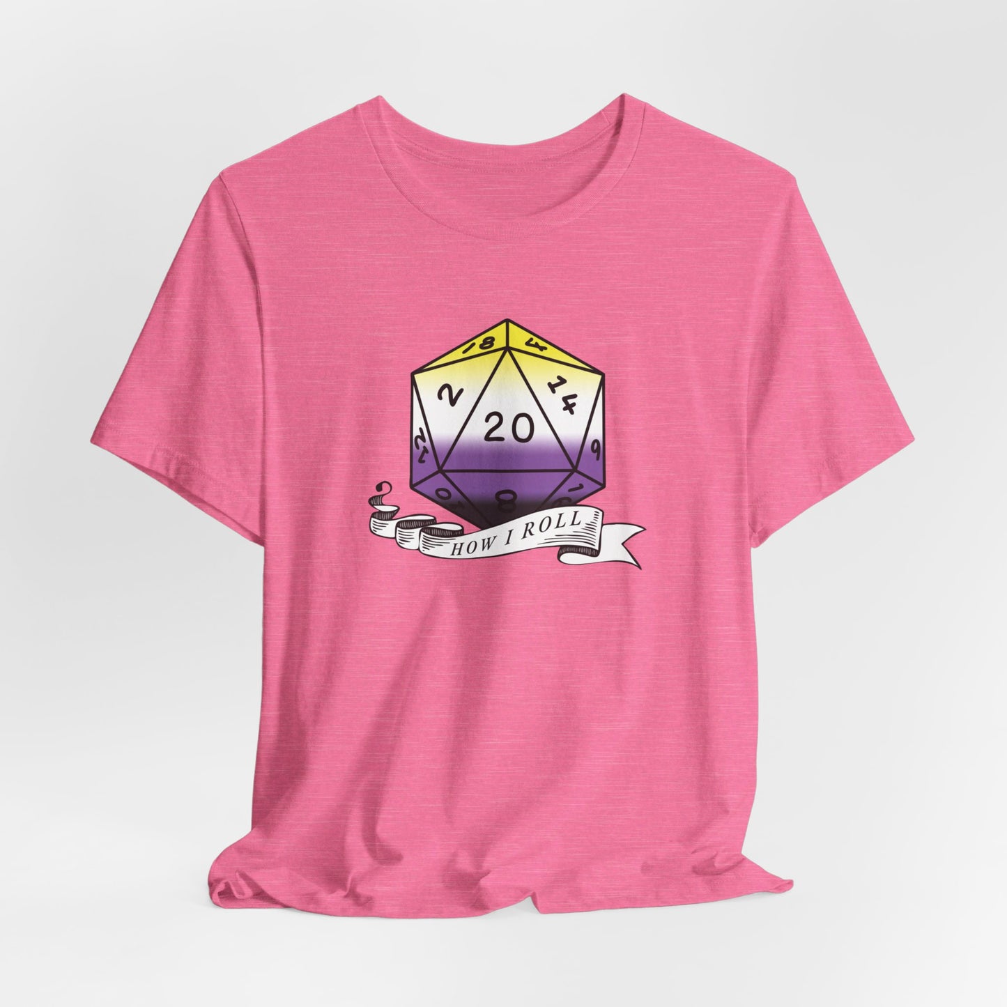 Non-Binary Pride Flag | This Is How I Roll | D20 T-Shirt | Unisex T-Shirt | Nerdy Non-Binary Pride