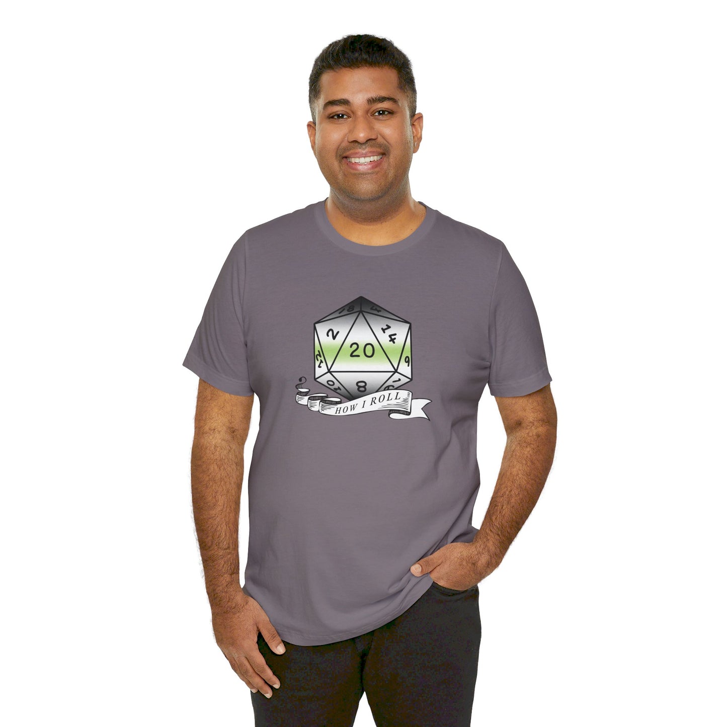 This Is How I Roll | Pride Flag D20 T-Shirt | Unisex T-Shirt | Nerdy Agender Pride