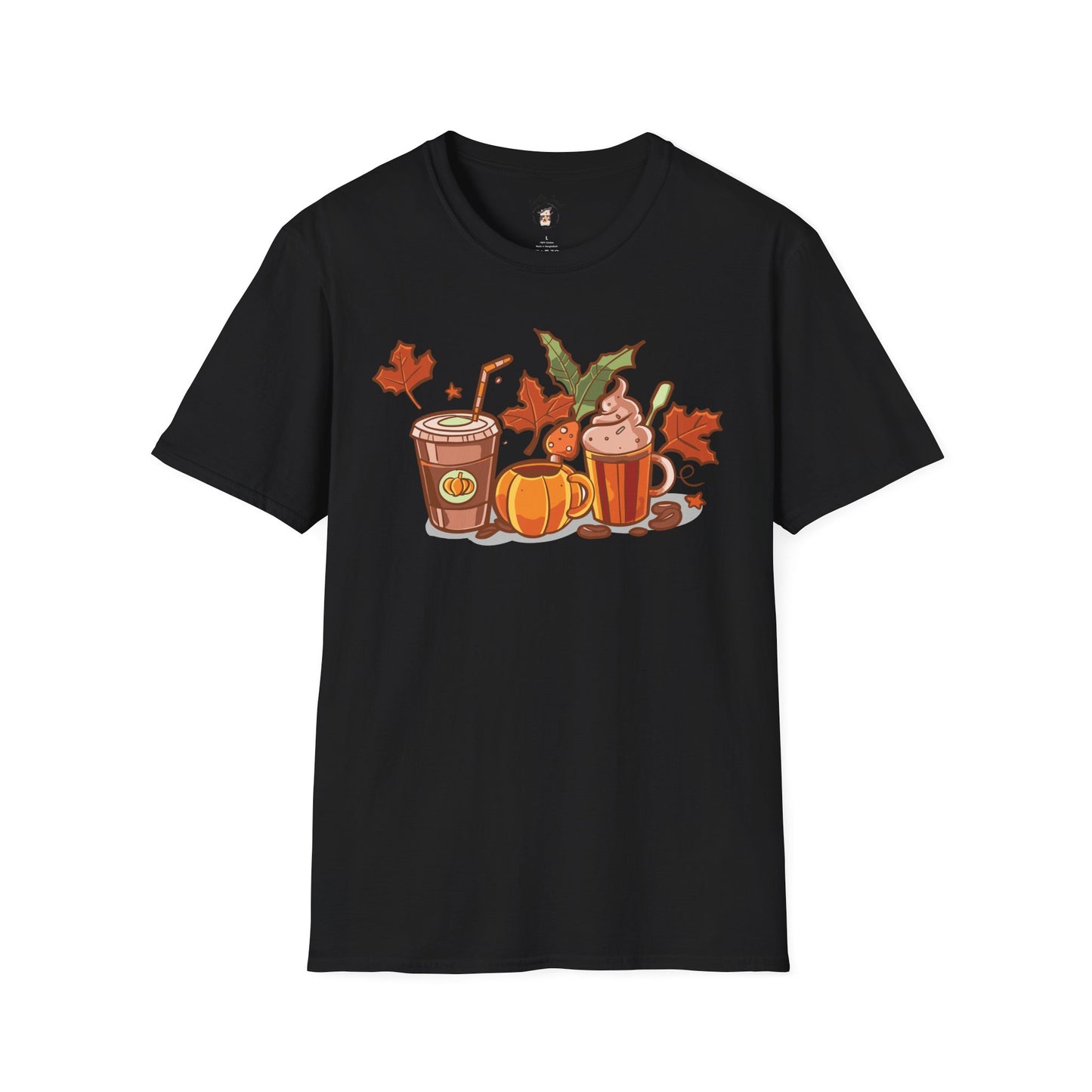 Fall Coffee Shirt, Cute Fall T-Shirt, Coffee Lover tee, Halloween Pumpkin Latte, Pumpkin Spice Shirt, Unisex Softstyle T-Shirt
