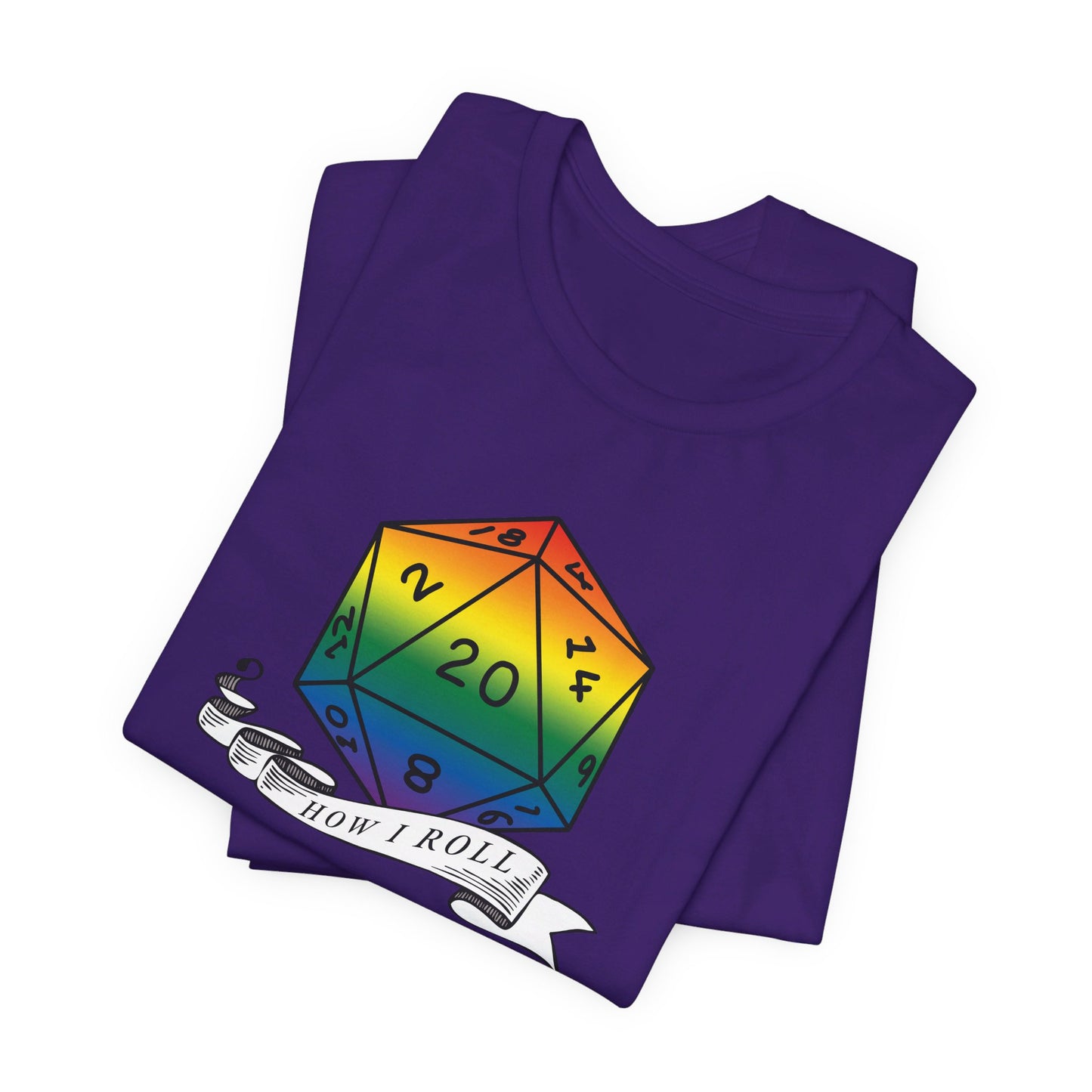 Rainbow Pride D20 "How I Roll" Unisex Jersey Short Sleeve Tee