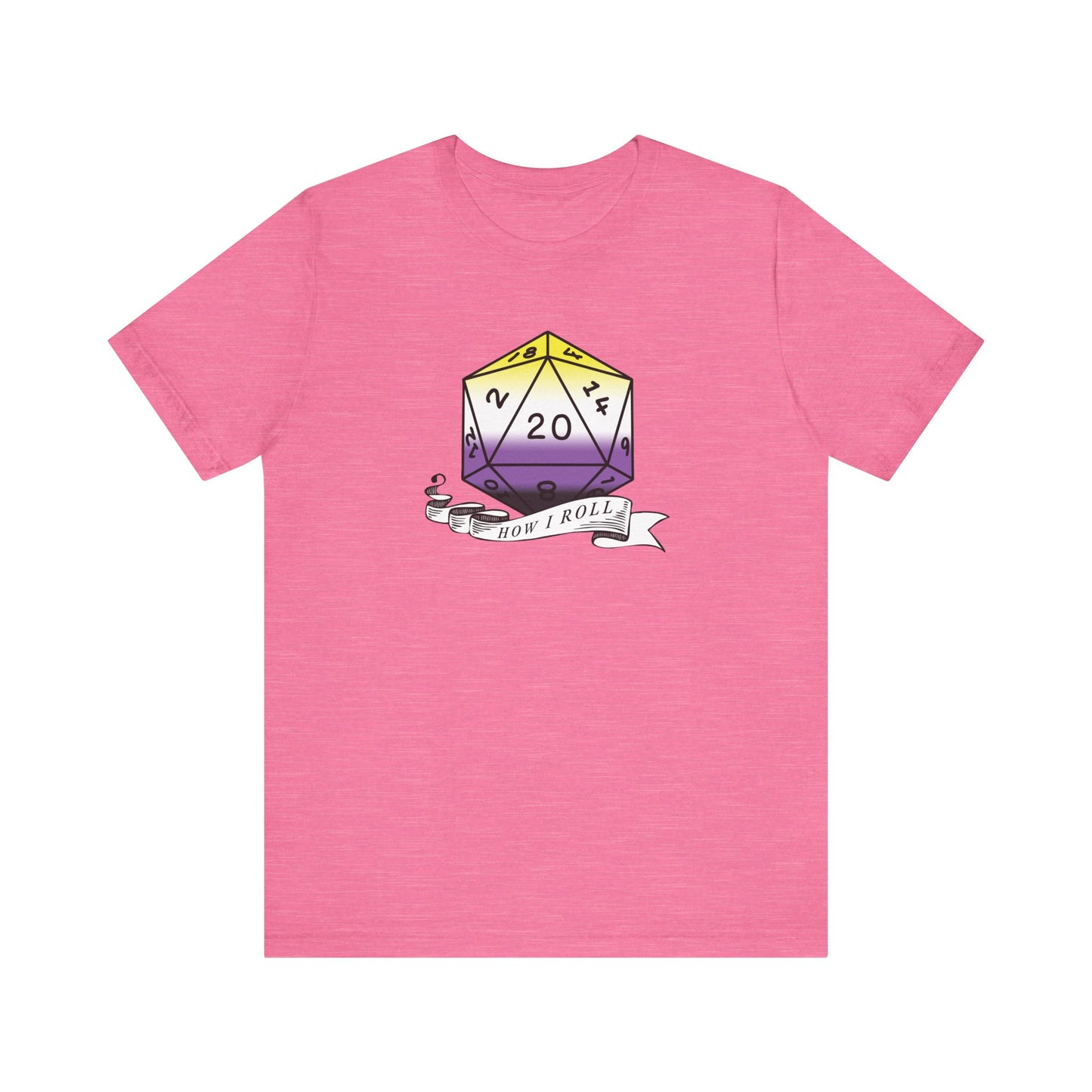 Non-Binary Pride Flag | This Is How I Roll | D20 T-Shirt | Unisex T-Shirt | Nerdy Non-Binary Pride