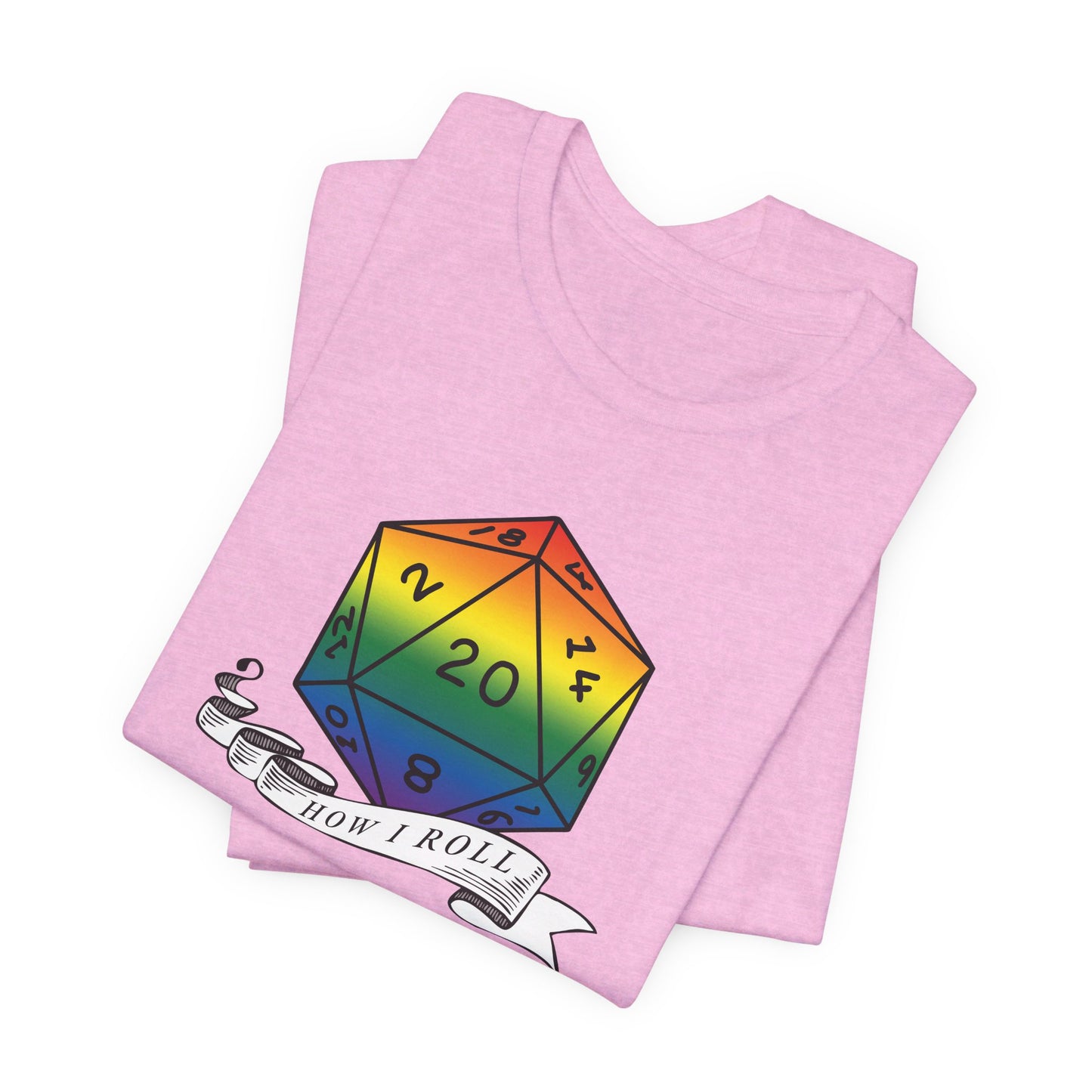Rainbow Pride D20 "How I Roll" Unisex Jersey Short Sleeve Tee
