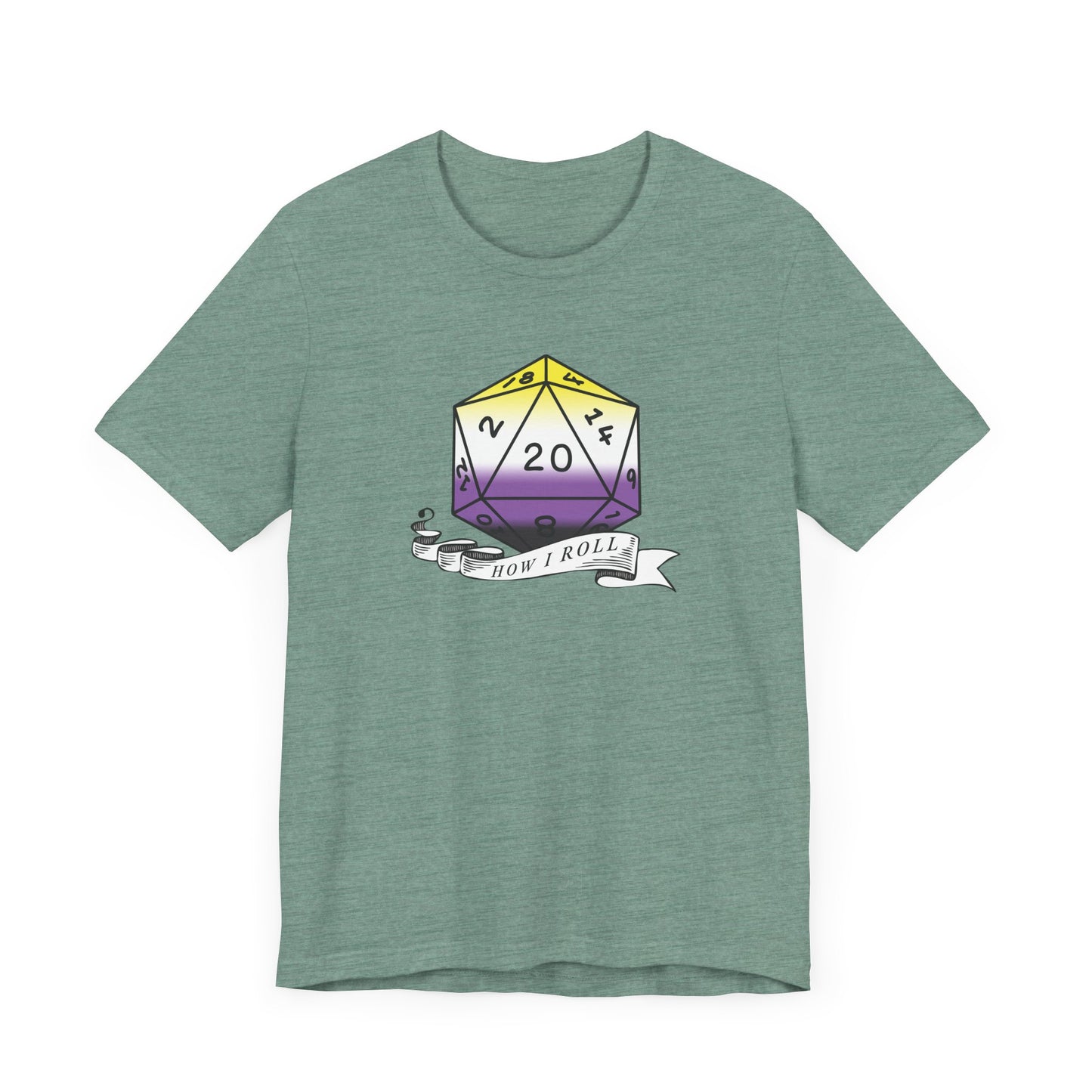 Nerdy Non-Binary, This Is How I Roll Pride Flag D20 Unisex T-Shirt