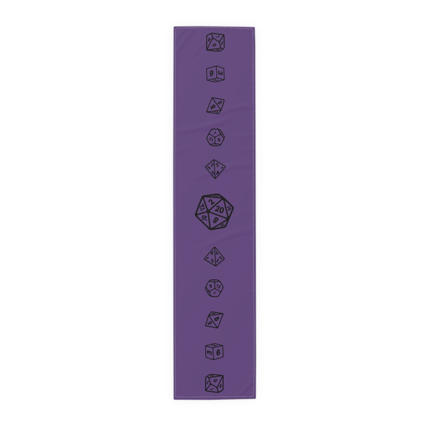 D20 TTRPG Dice, Purple and Black Table Runner, Game Night, DnD Wedding Table, Gaming Table, (Cotton, Poly)