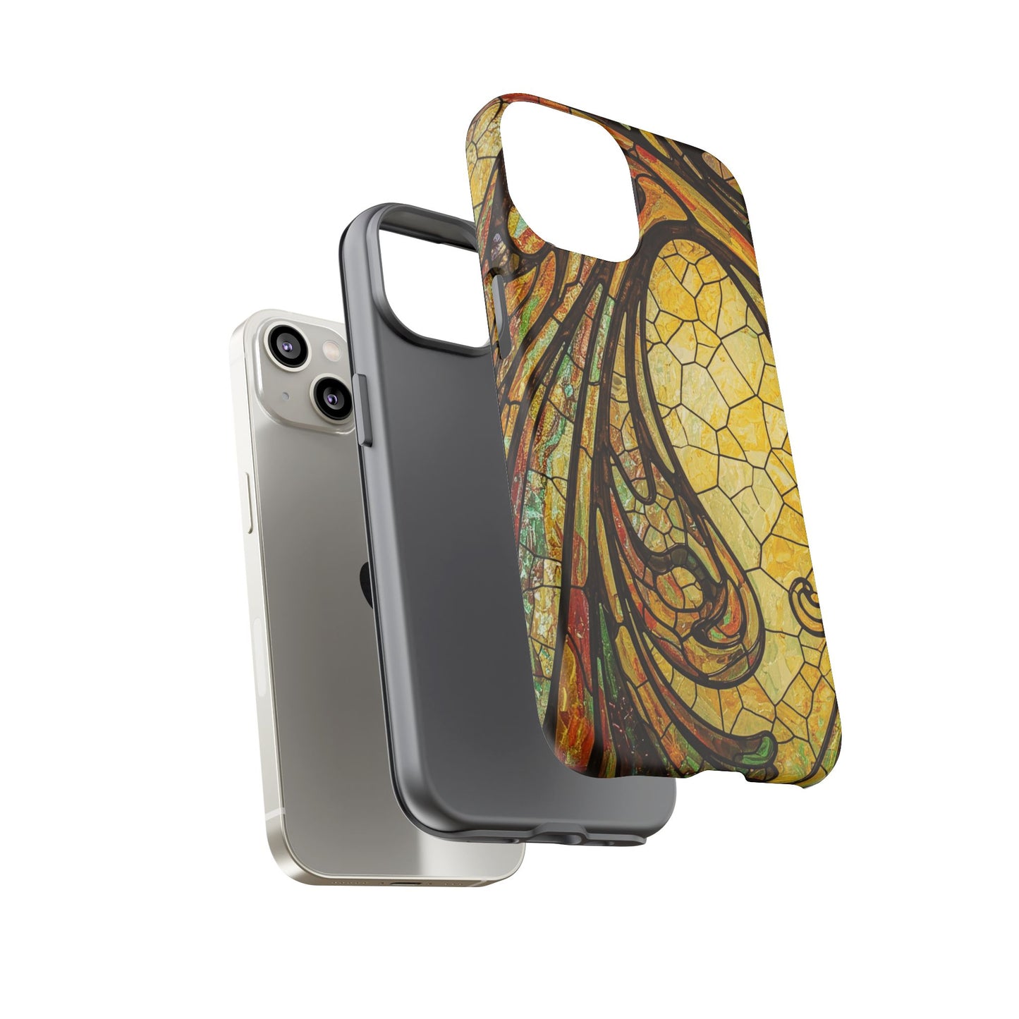 Faux Stained Glass Art Nouveau Style iPhone Case, Tough Cases, Vintage Design, Durable Phone Protector, Earth tones