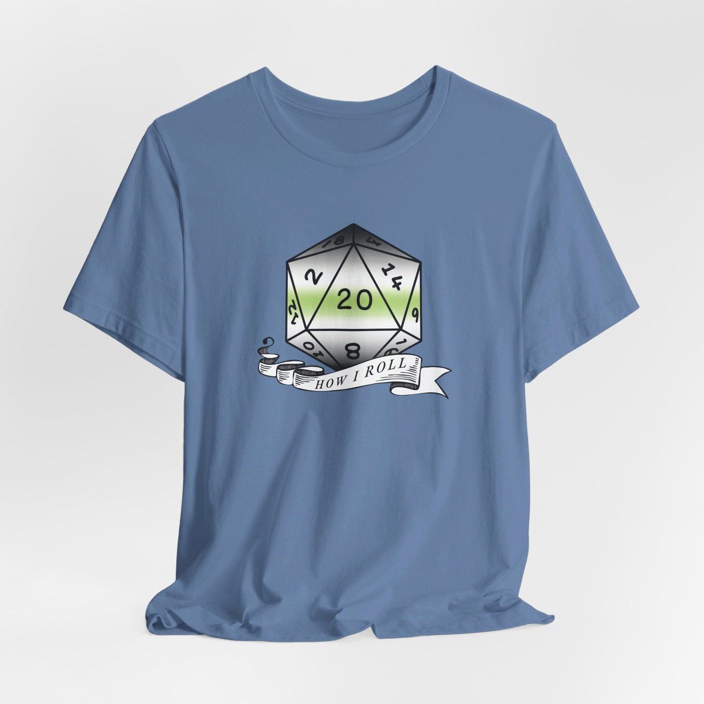 This Is How I Roll | Pride Flag D20 T-Shirt | Unisex T-Shirt | Nerdy Agender Pride