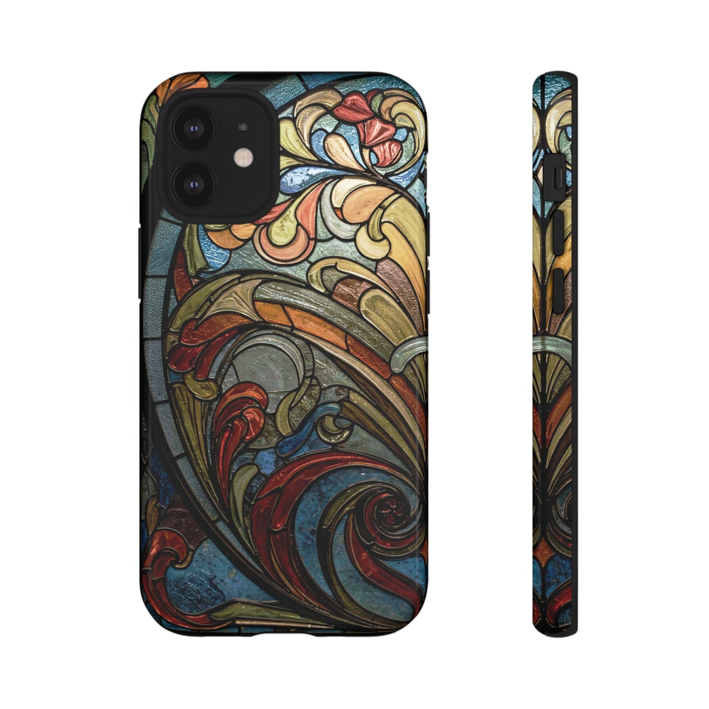 Faux Stained Glass iPhone Case, Art Nouveau Tough Case, Vintage Art Lover Gift, Durable Protector, Artistic Phone Cover, Art Deco Phone Case