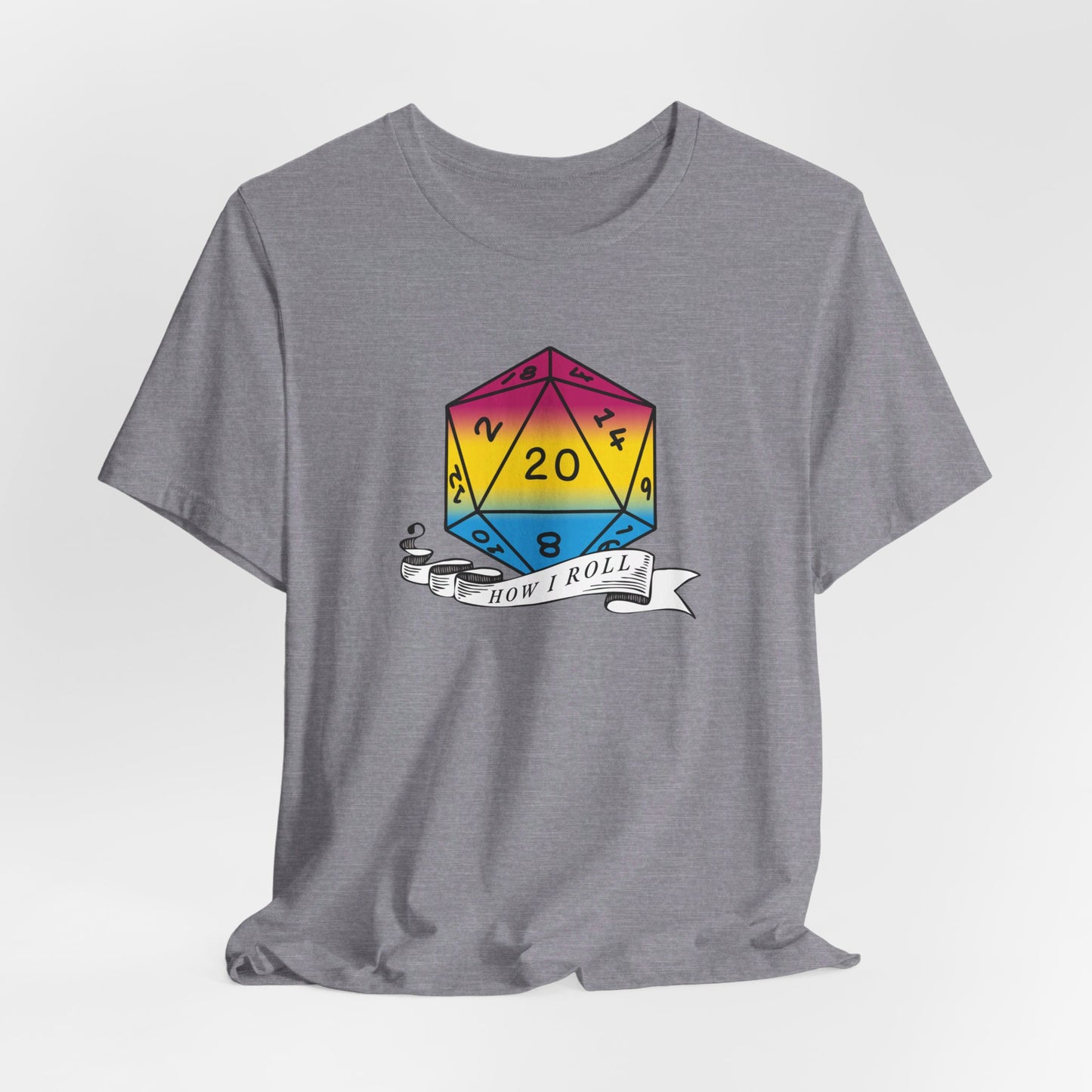 This Is How I Roll | Pride Flag D20 T-Shirt | Unisex T-Shirt | Nerdy Pansexual Pride