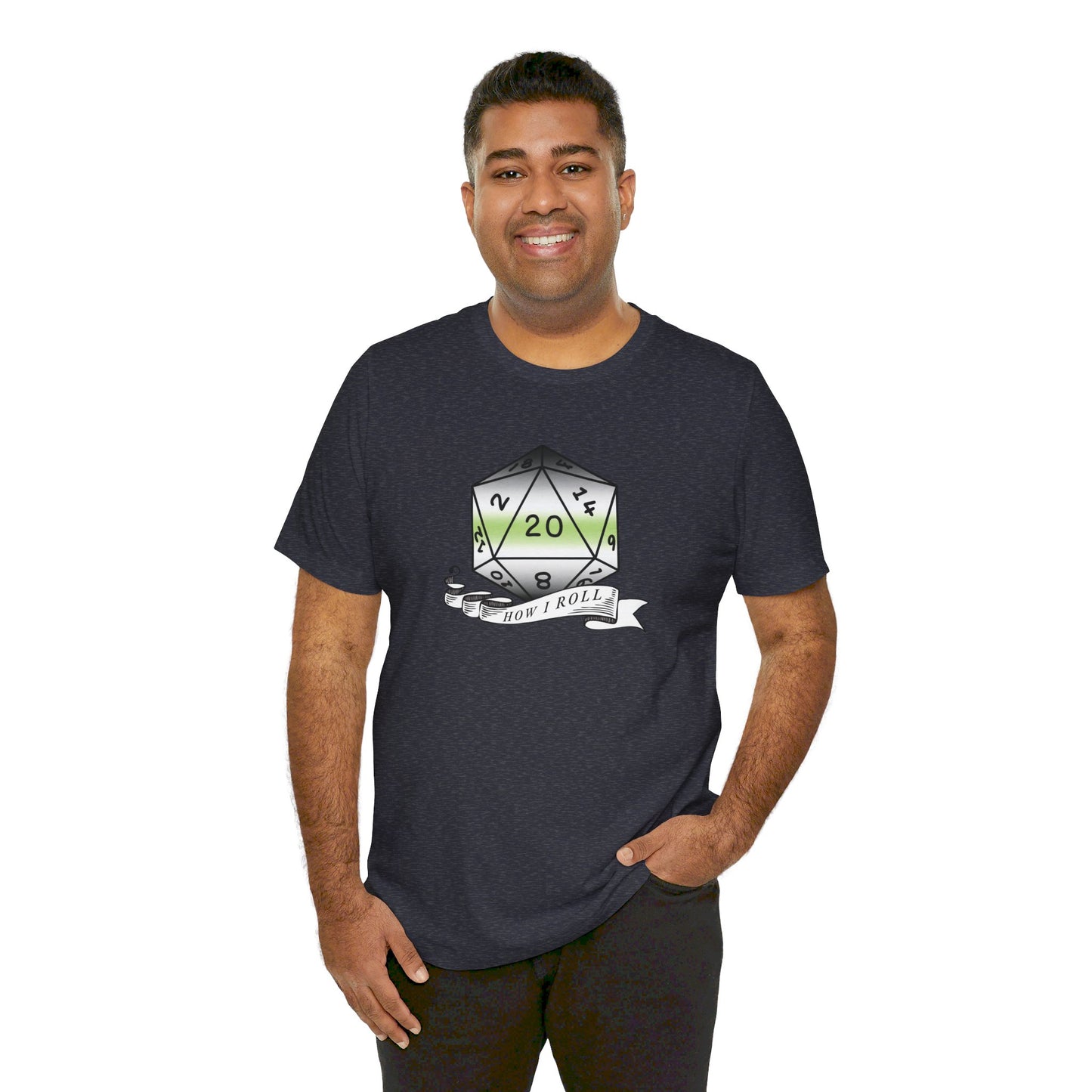 This Is How I Roll | Pride Flag D20 T-Shirt | Unisex T-Shirt | Nerdy Agender Pride