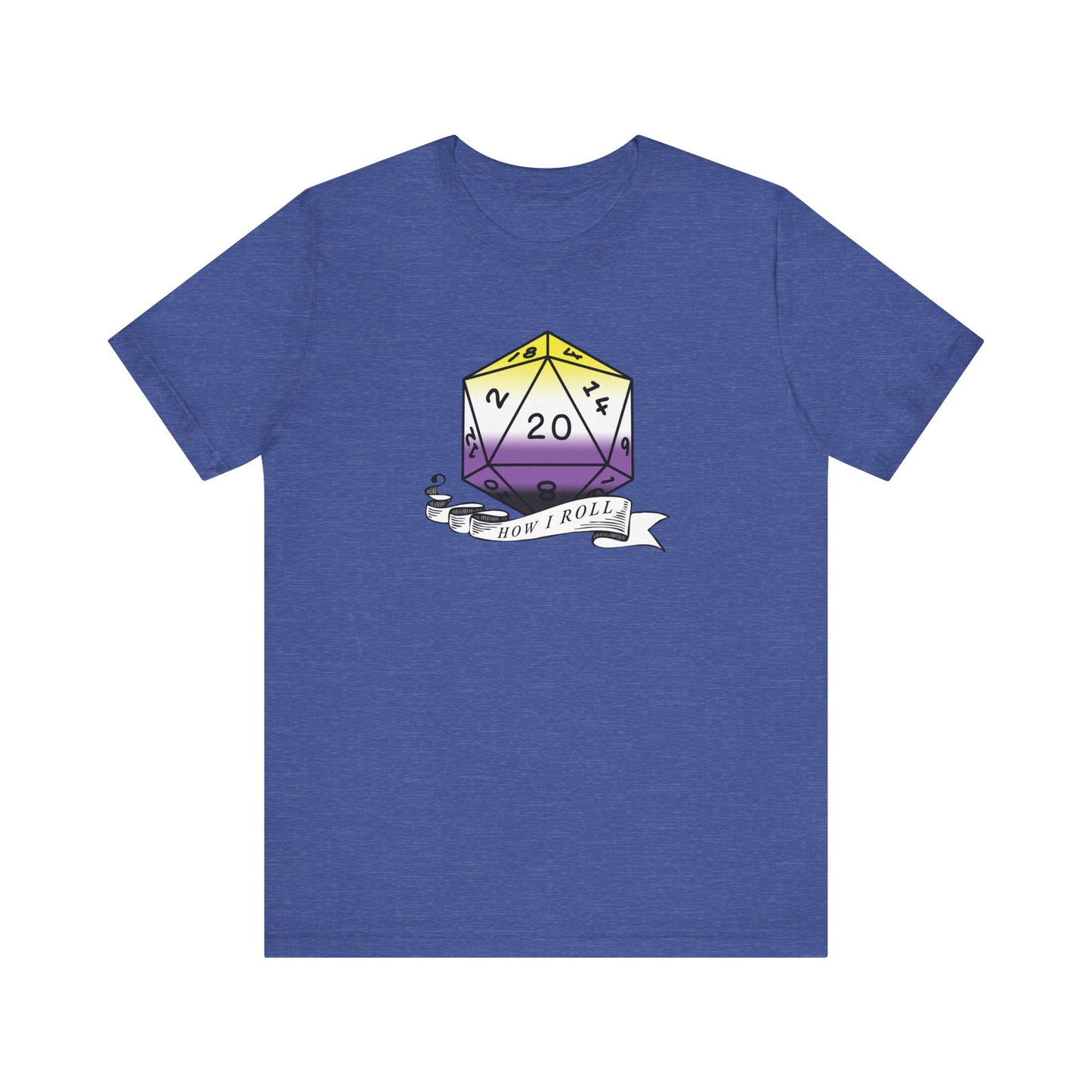 Non-Binary Pride Flag | This Is How I Roll | D20 T-Shirt | Unisex T-Shirt | Nerdy Non-Binary Pride