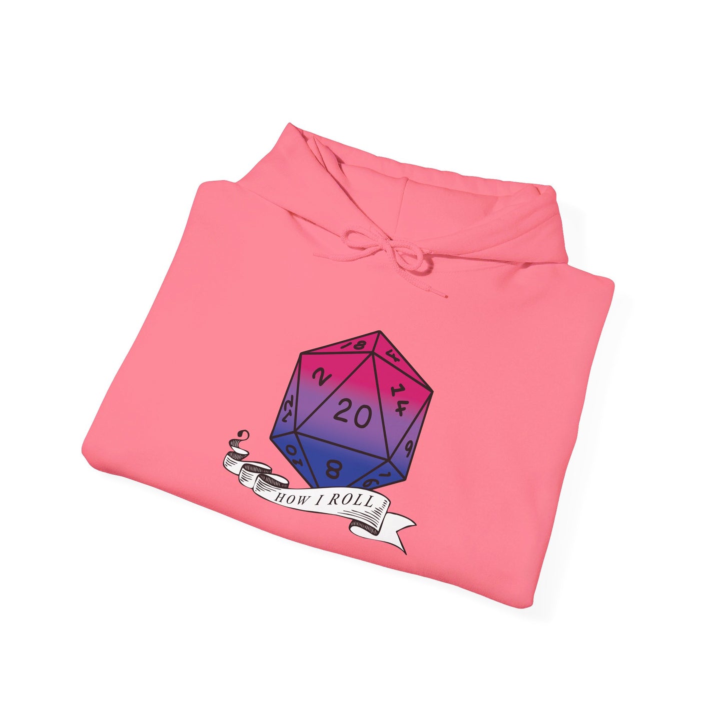 Nerdy Bisexual Pride | How I Roll | Pride Flag D20 Hoodie | Unisex Heavy Blend™ Hooded Sweatshirt