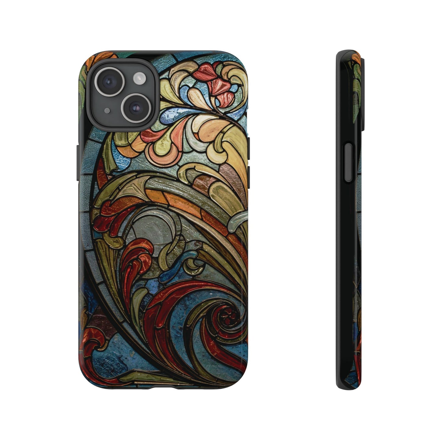 Faux Stained Glass iPhone Case, Art Nouveau Tough Case, Vintage Art Lover Gift, Durable Protector, Artistic Phone Cover, Art Deco Phone Case
