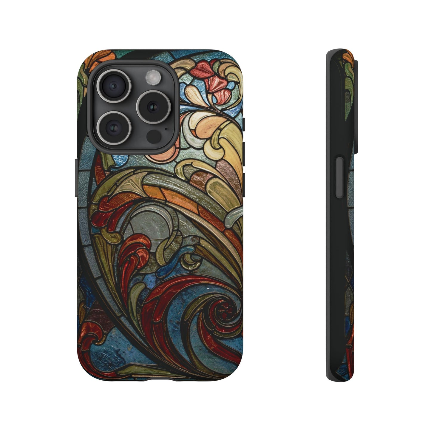 Faux Stained Glass iPhone Case, Art Nouveau Tough Case, Vintage Art Lover Gift, Durable Protector, Artistic Phone Cover, Art Deco Phone Case