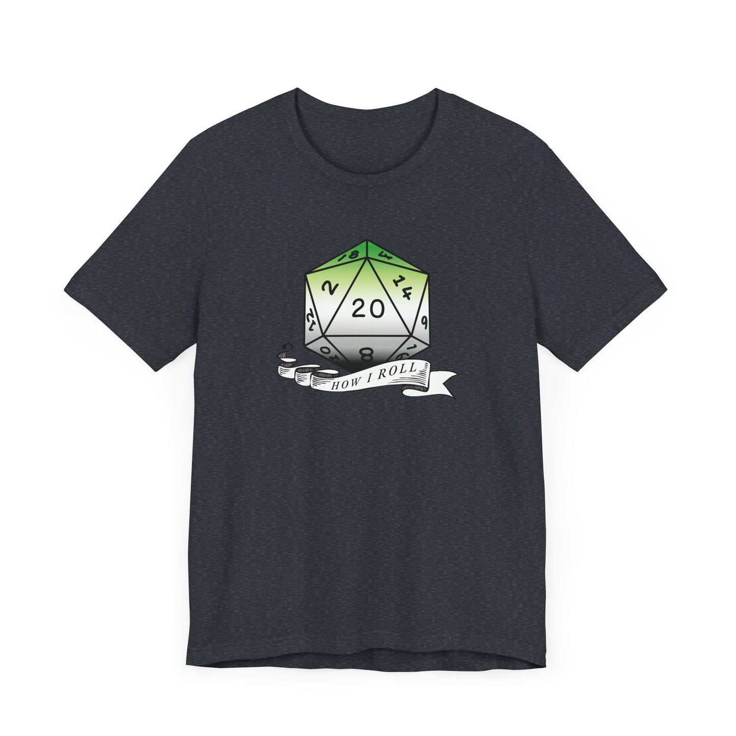 This Is How I Roll | Pride Flag D20 T-Shirt | Unisex T-Shirt | Nerdy Aromantic Pride