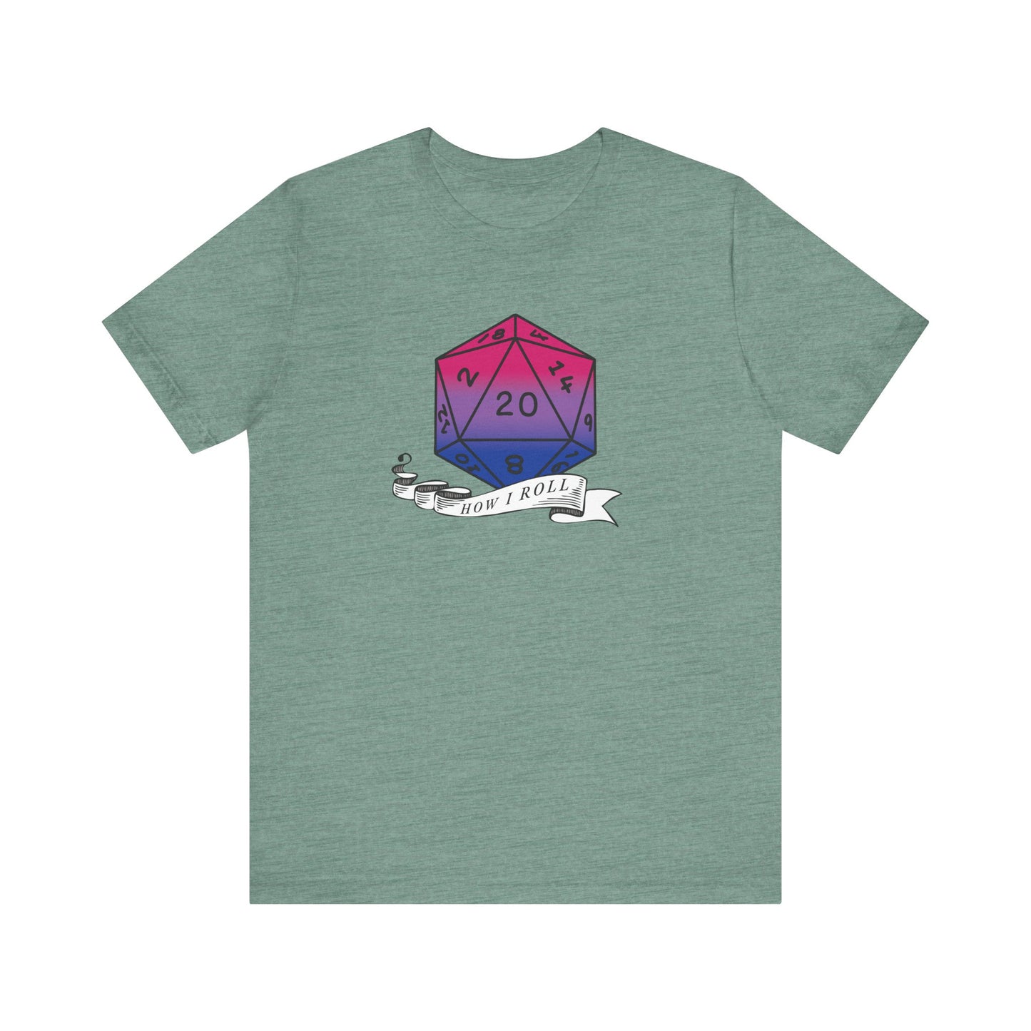 This Is How I Roll | Pride Flag D20 T-Shirt | Unisex T-Shirt | Nerdy Bisexual Pride