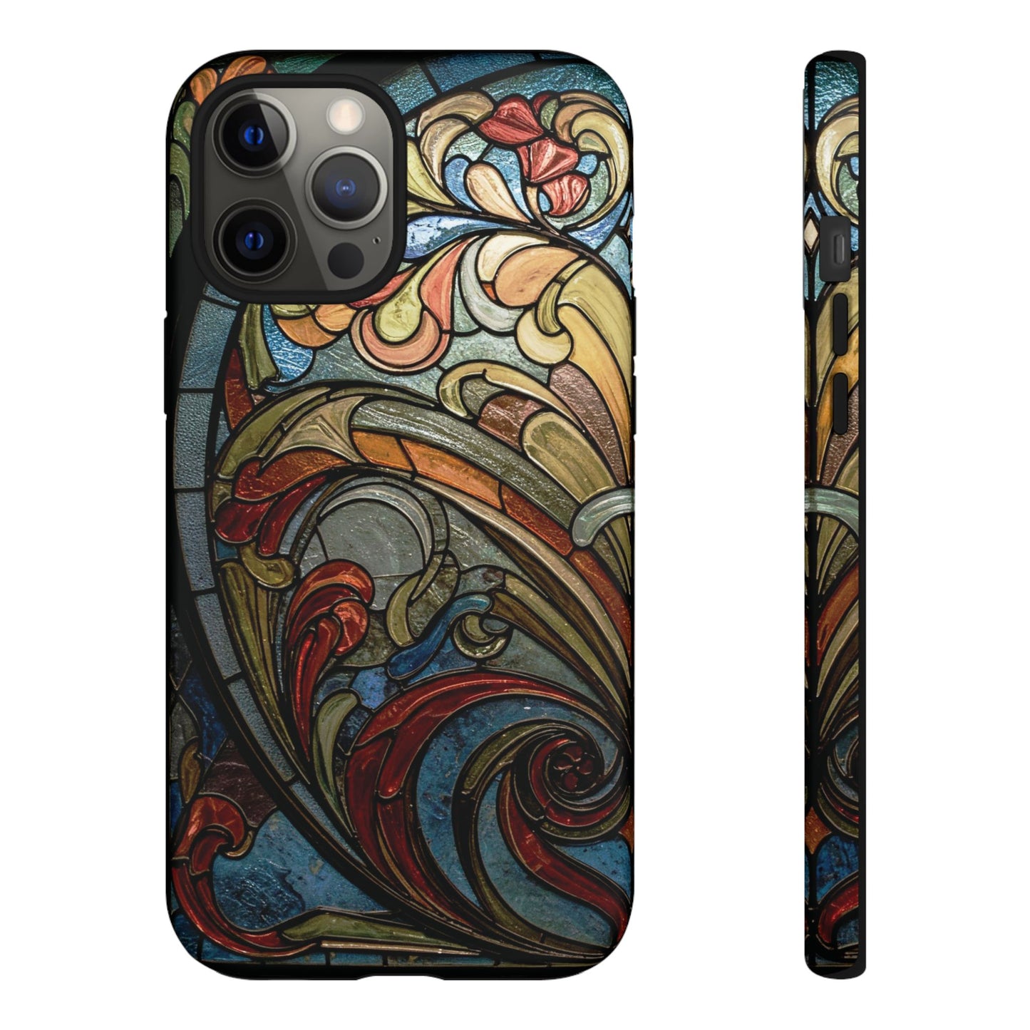 Faux Stained Glass iPhone Case, Art Nouveau Tough Case, Vintage Art Lover Gift, Durable Protector, Artistic Phone Cover, Art Deco Phone Case