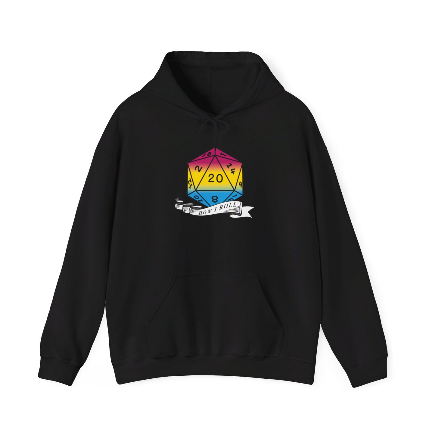 Nerdy Pansexual Flag Pride | How I Roll | Pride Flag D20 Hoodie | Unisex Heavy Blend™ Hooded Sweatshirt
