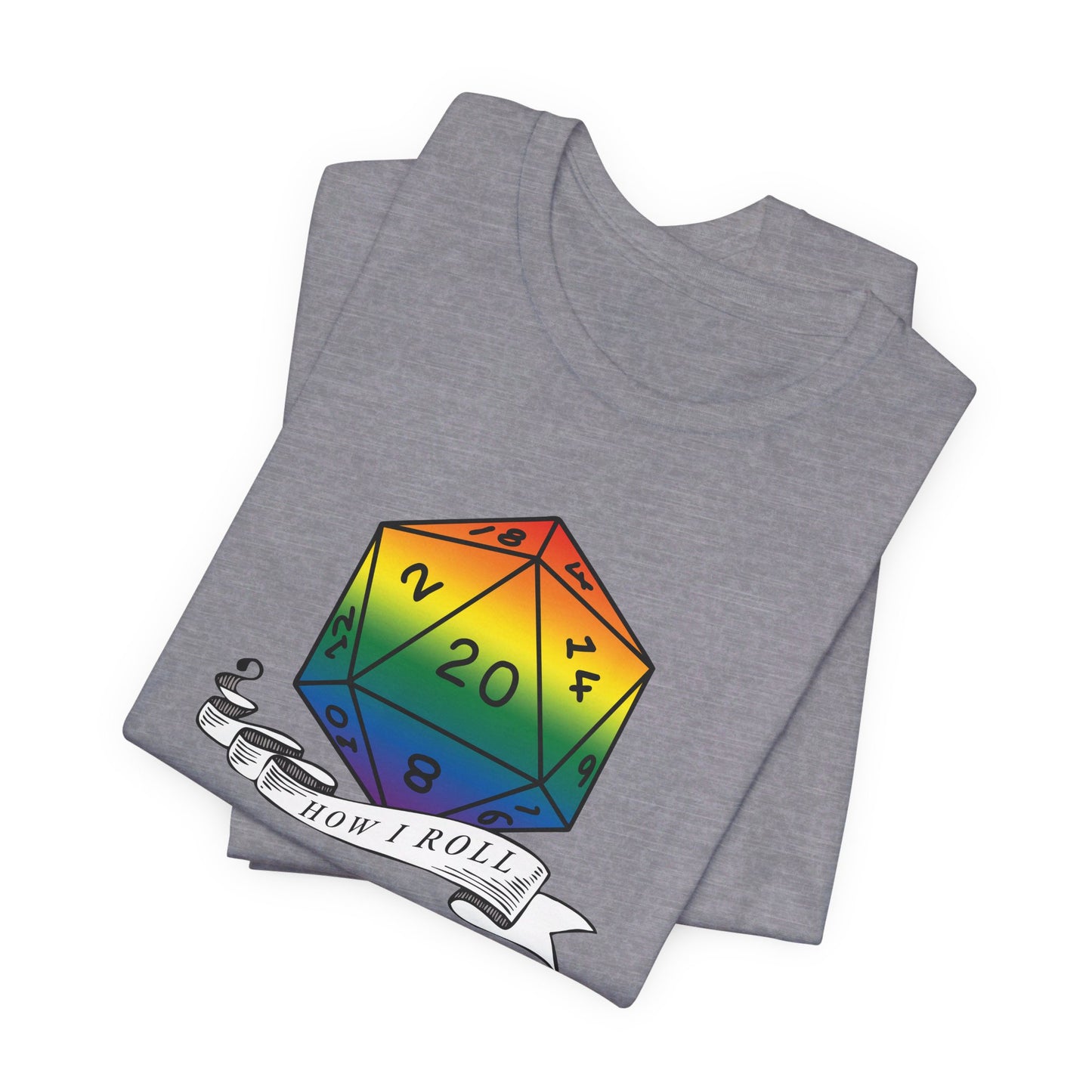 Rainbow Pride D20 "How I Roll" Unisex Jersey Short Sleeve Tee