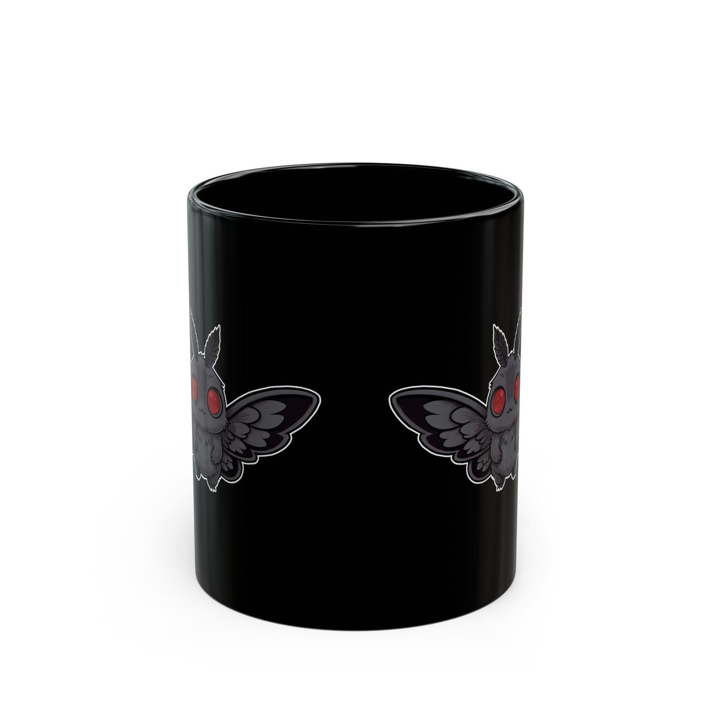Cute Chibi Mothman, Dark Aesthetic Coffee Cup, Gift for Office, 11oz 15oz, Printed on Both Sides, Cryptid Lover's Tea Mug, Occult