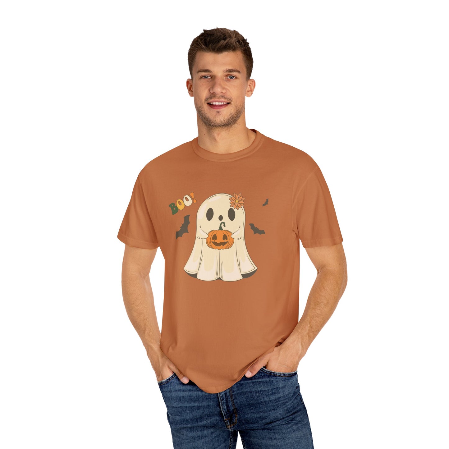 Cute Retro Halloween Ghost t-shirt, Boo Shirt, Spooky Ghost tee, Spooky Vibes, Unisex Garment-Dyed T-shirt