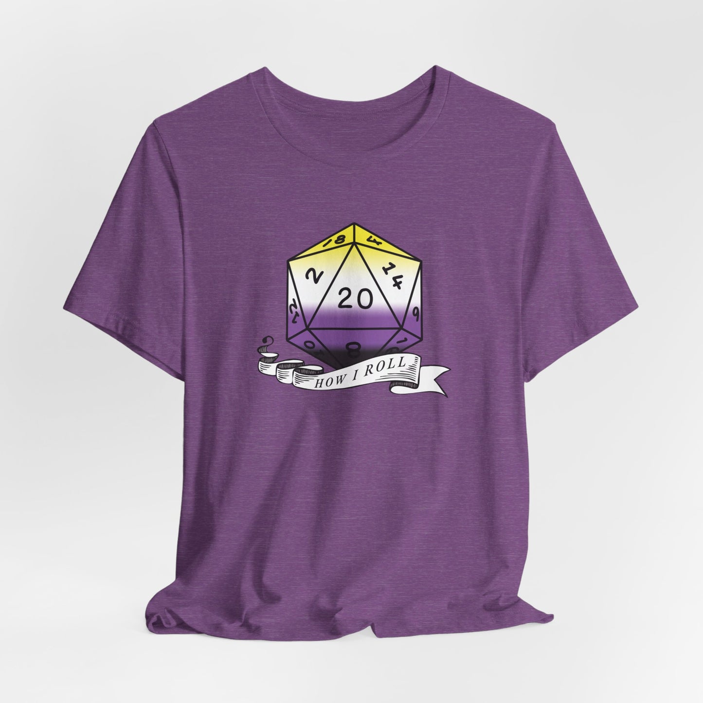 This Is How I Roll | Pride Flag D20 T-Shirt | Unisex T-Shirt | Nerdy Non-Binary Pride