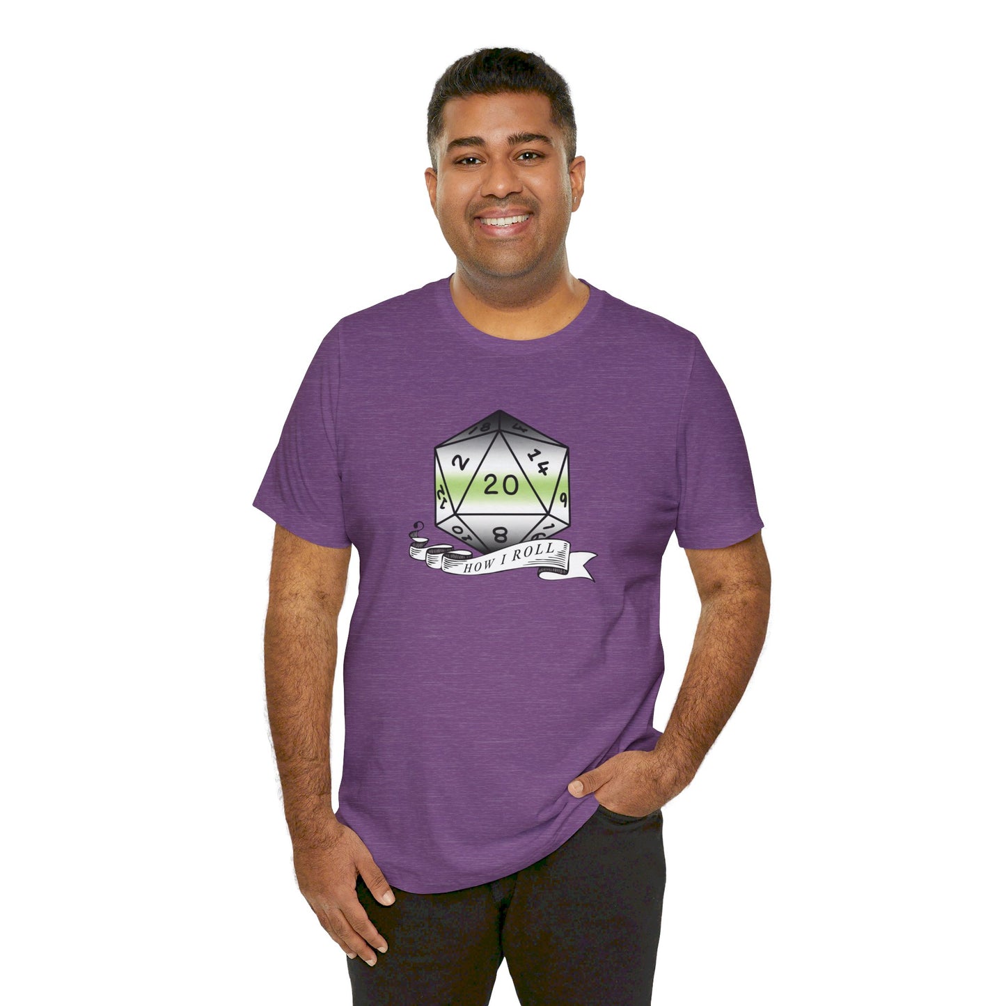 This Is How I Roll | Pride Flag D20 T-Shirt | Unisex T-Shirt | Nerdy Agender Pride
